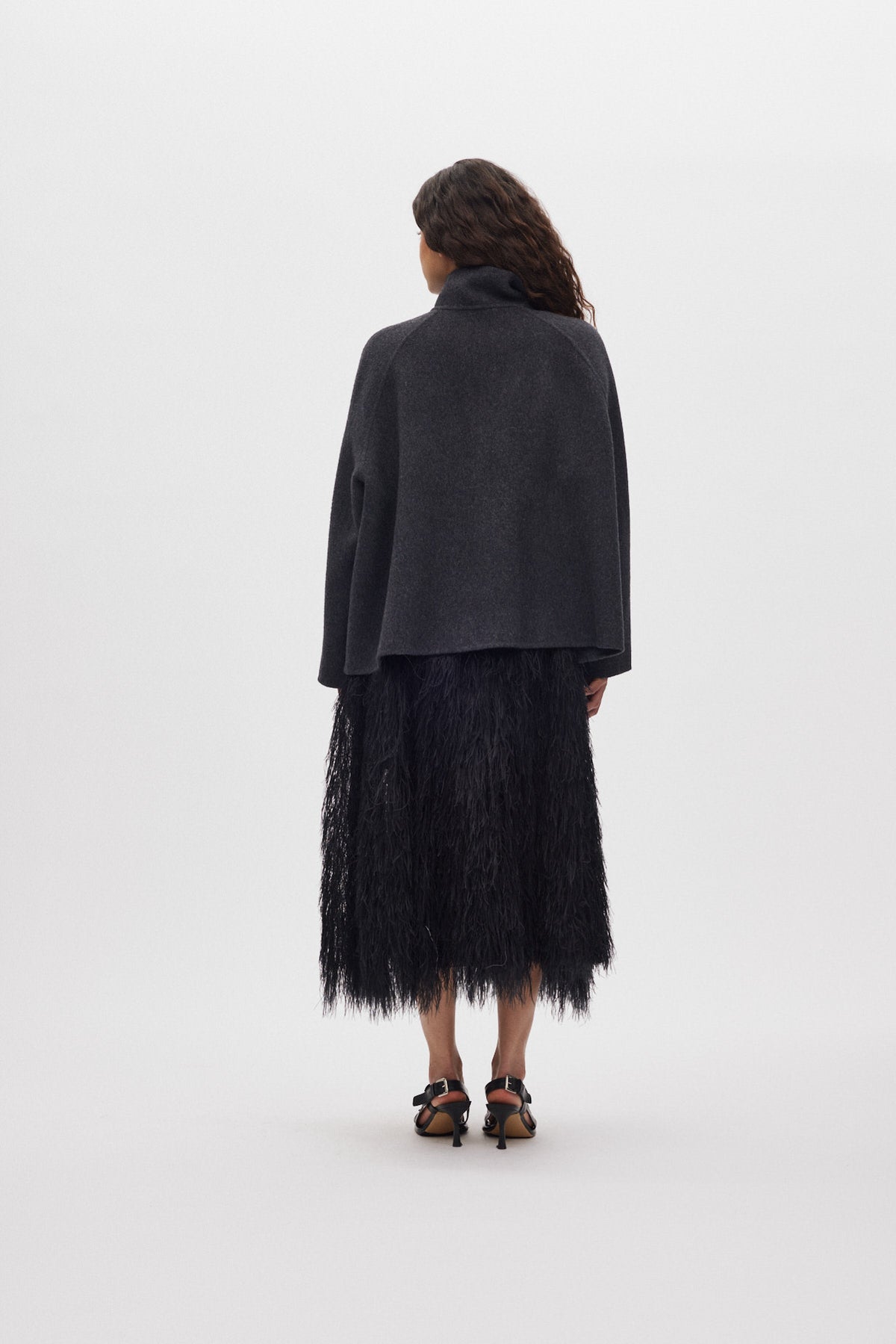 Hillevi - Double felt wool jacket I Dark grey melange 3 - Rabens Saloner - DK