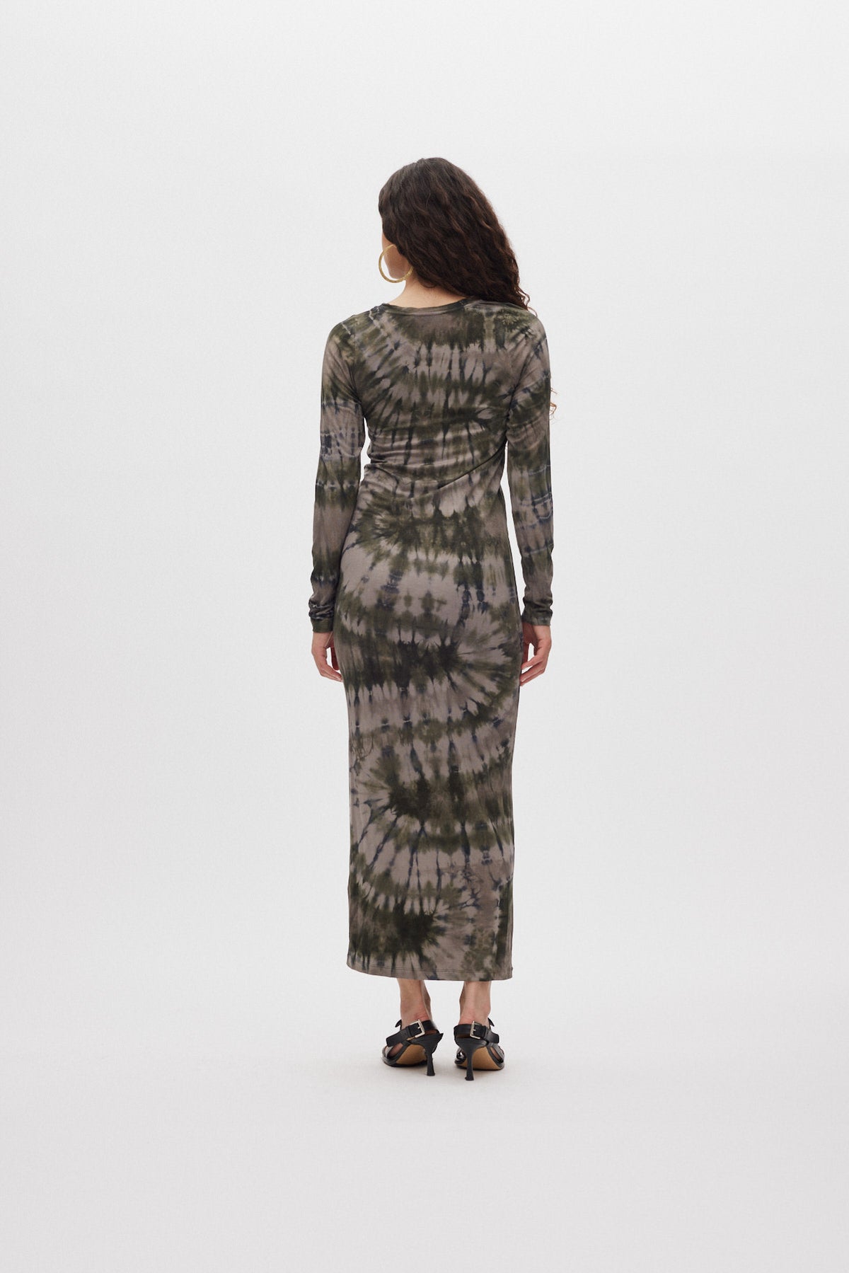 Simi - Lava long jersey dress I Grey green combo 3 - Rabens Saloner - DK