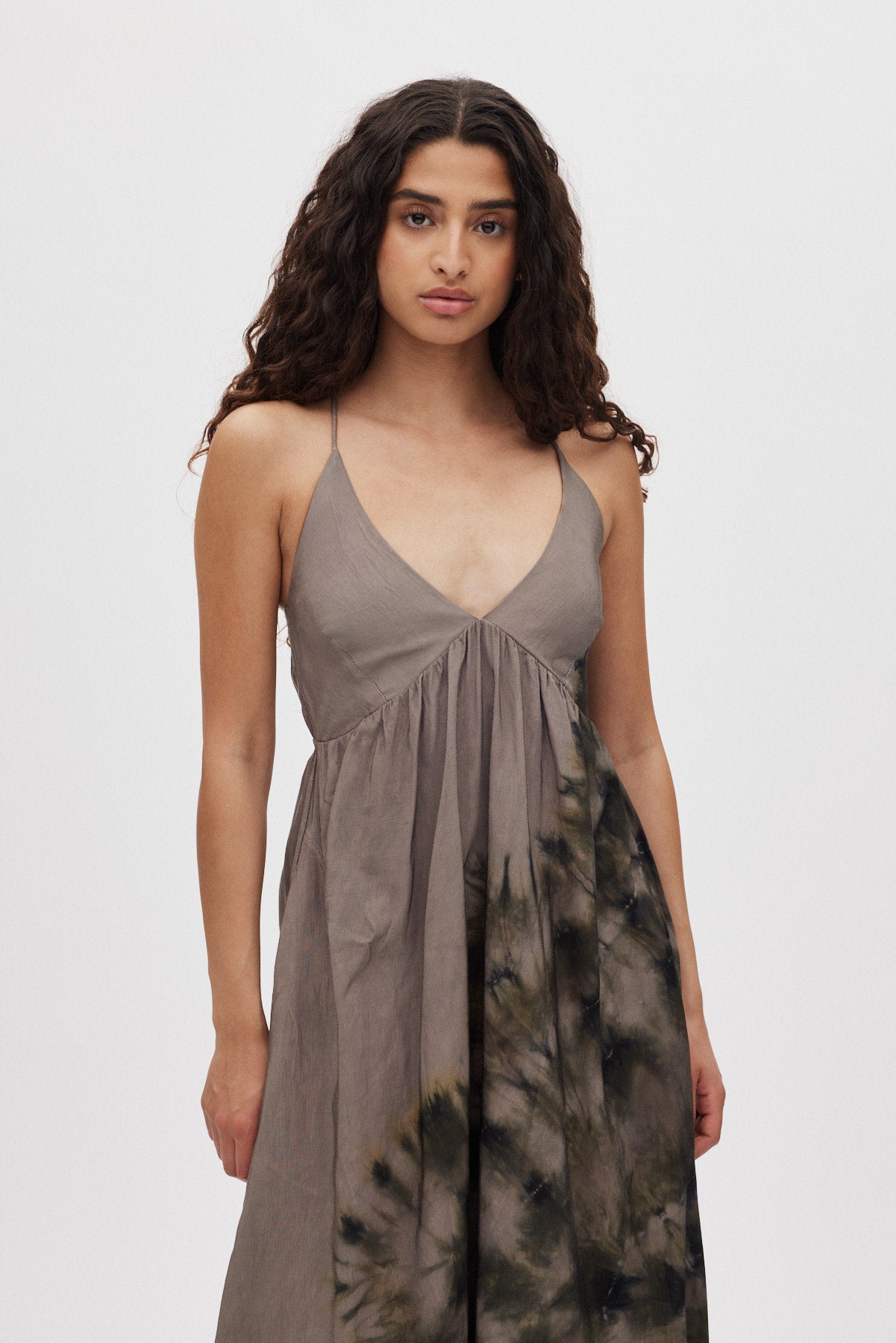 Maple - Lava v-front dress I Grey green combo 2 - Rabens Saloner - DK
