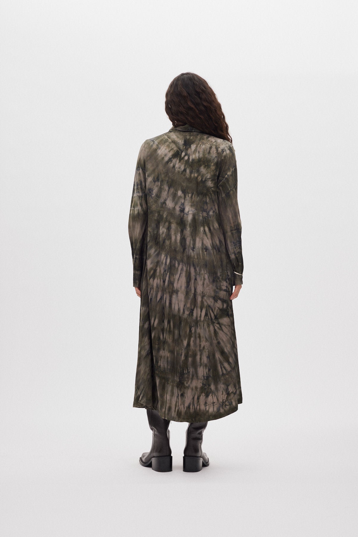 Vija - Lava button dress I Grey green combo 3 - Rabens Saloner - DK