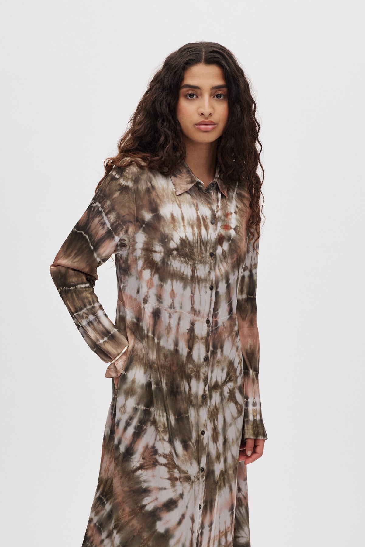 Vija - Lava button dress I Rust combo 2 - Rabens Saloner - DK