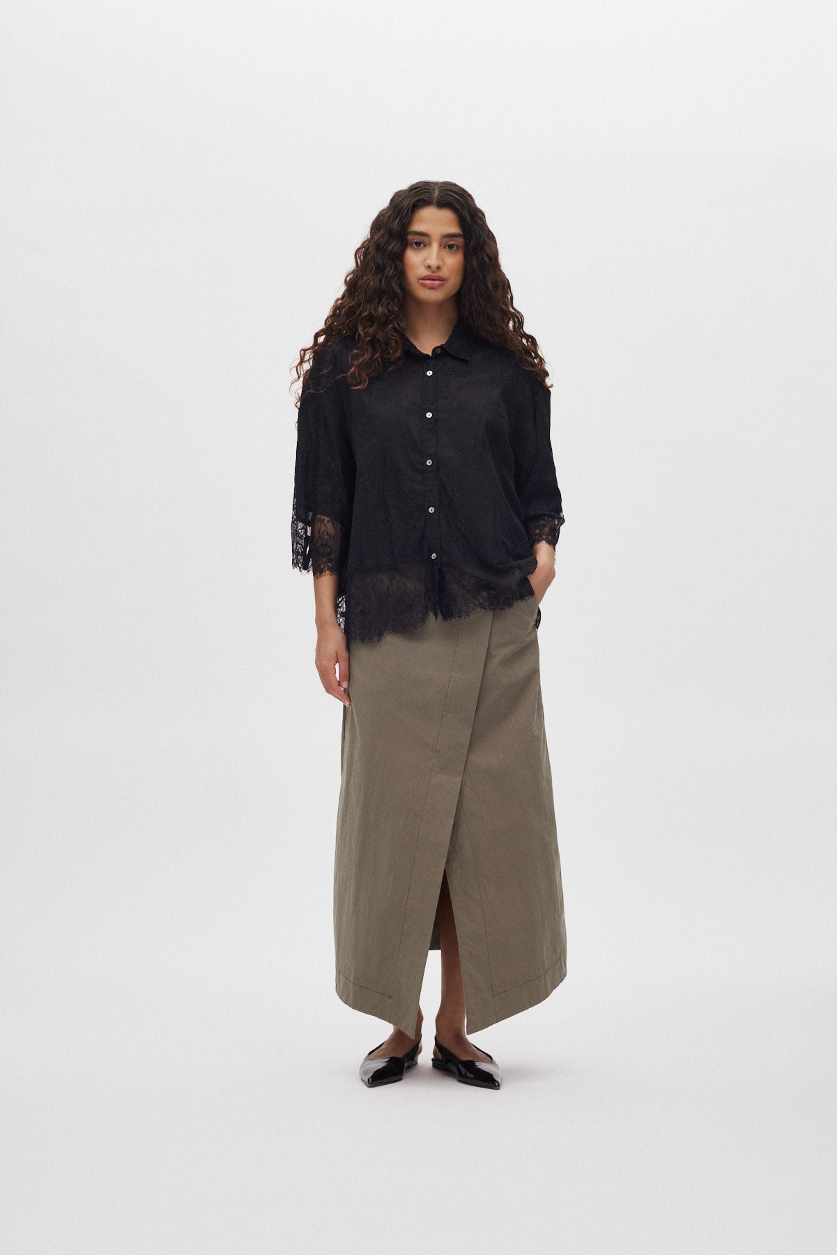 Babara - Laced multi layer shirt I Black 2 - Rabens Saloner - DK