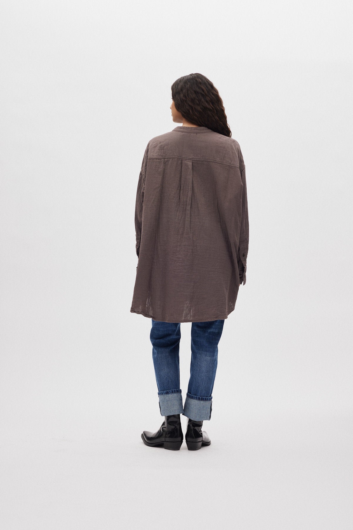 Sonja - Cotton double oversized shirt I Brown 3 - Rabens Saloner - DK