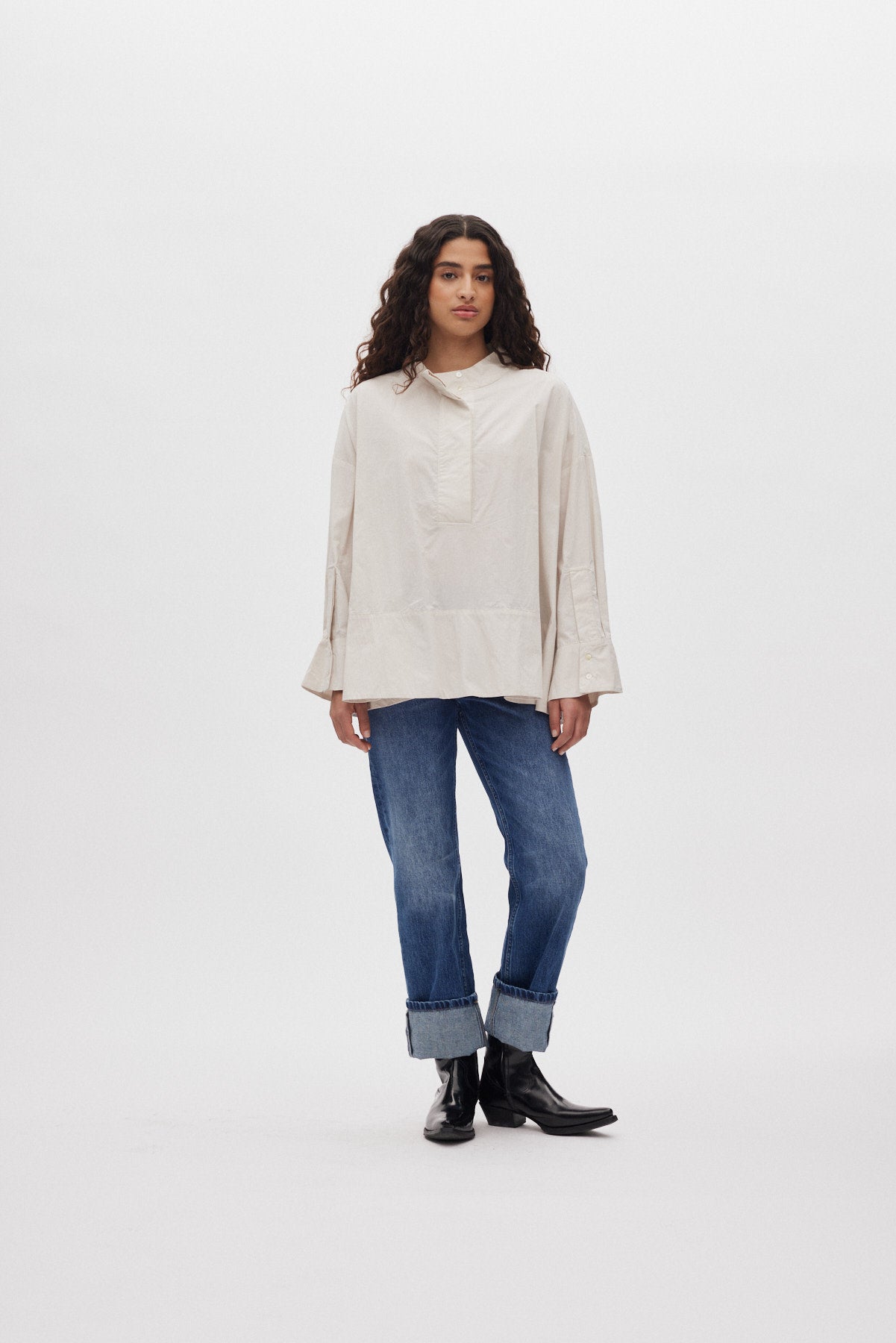 Smea - Poplin flared shirt I Clay 3 - Rabens Saloner - DK