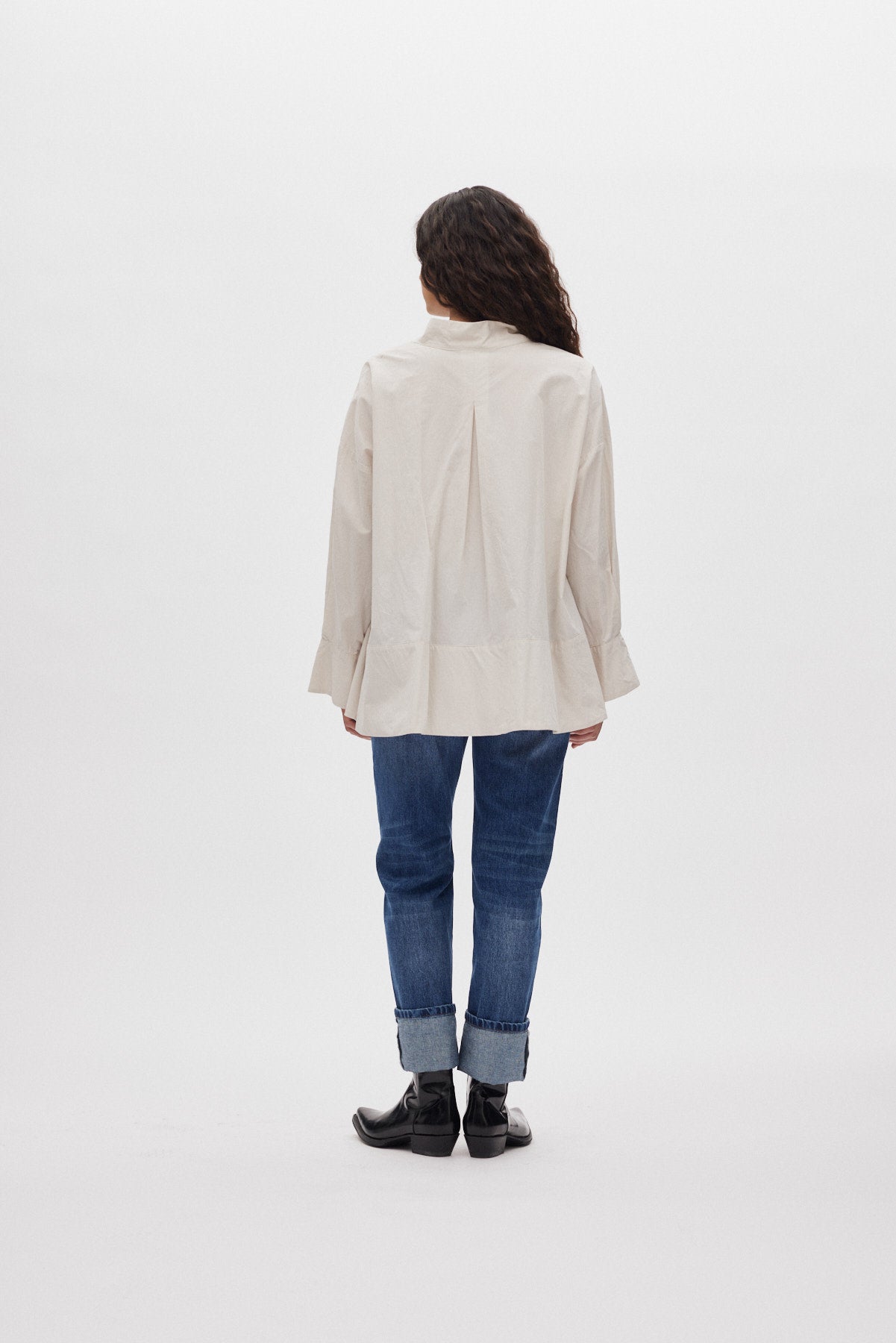 Smea - Poplin flared shirt I Clay 5 - Rabens Saloner - DK