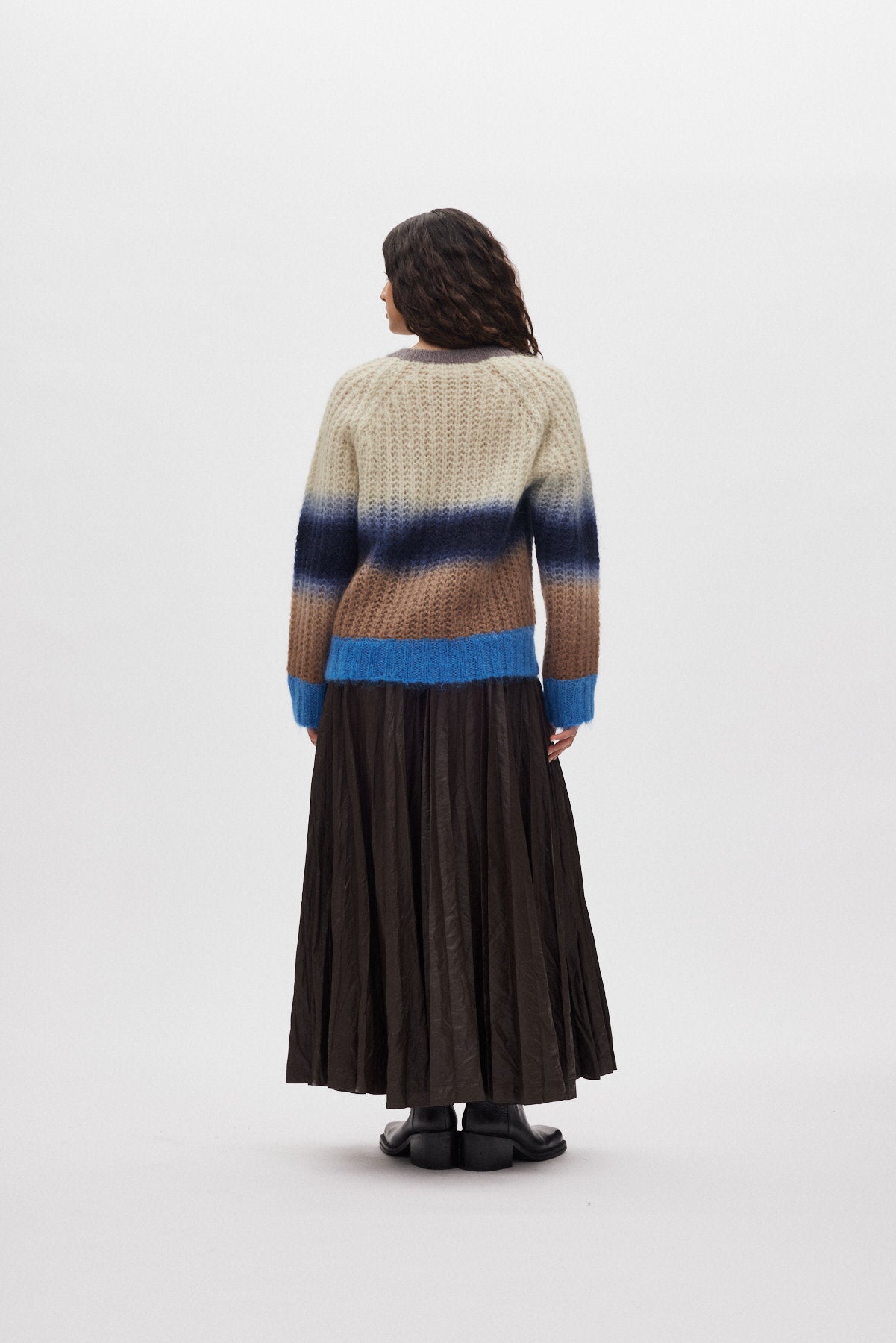 Jasmin - Faded knit boxy sweater I Blue combo 3 - Rabens Saloner - DK