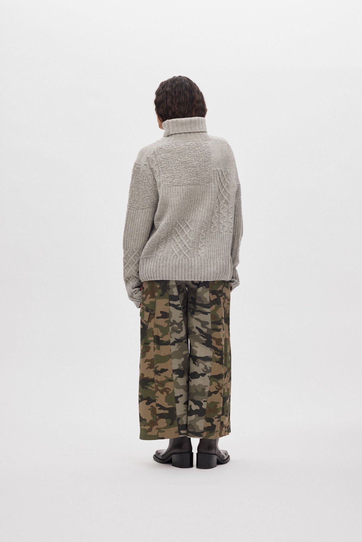 Anli - Patchwork knit sweater I Light grey melange 3 - Rabens Saloner - DK