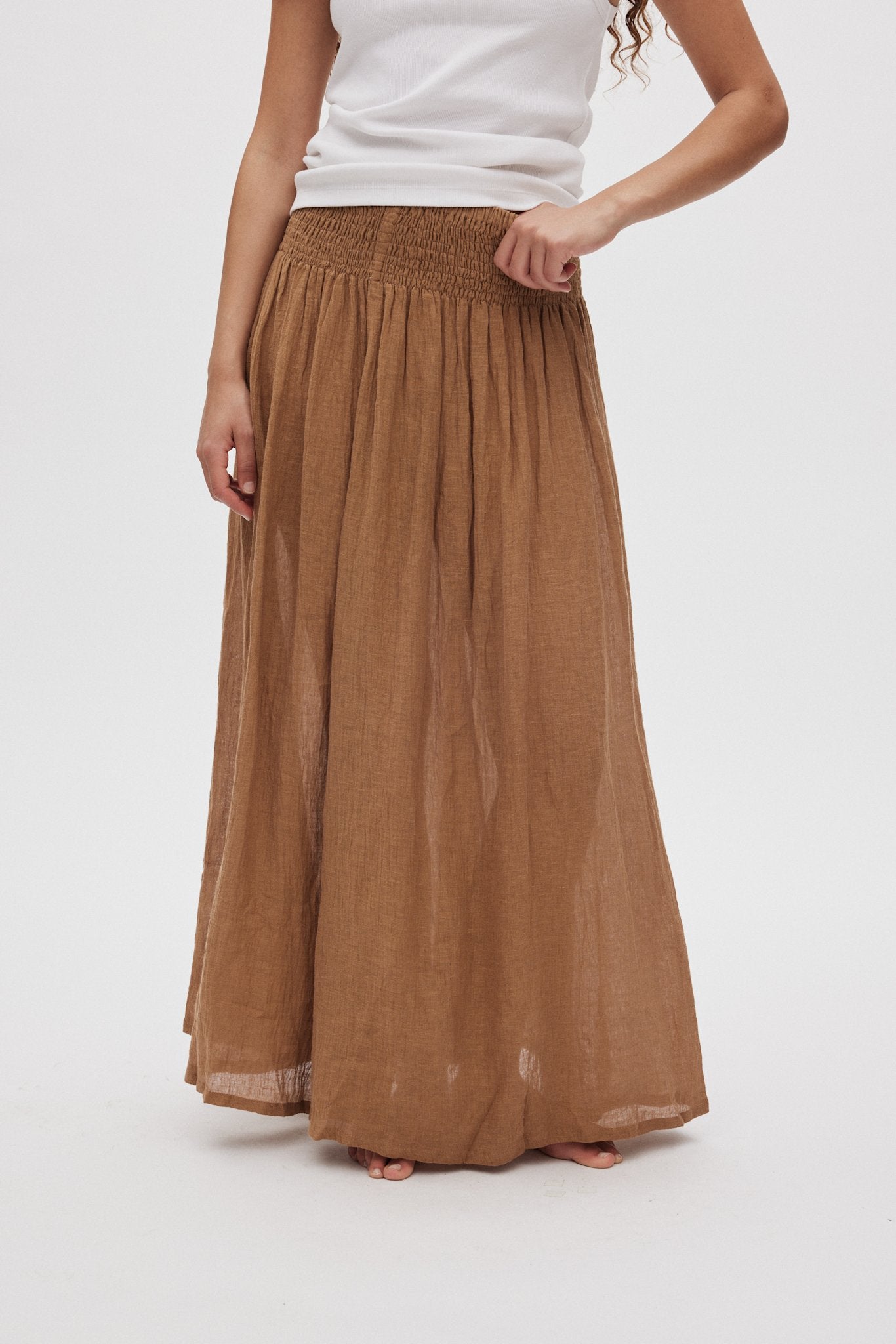 Jumana - Crinkled flared skirt I Walnut 5 - Rabens Saloner - DK