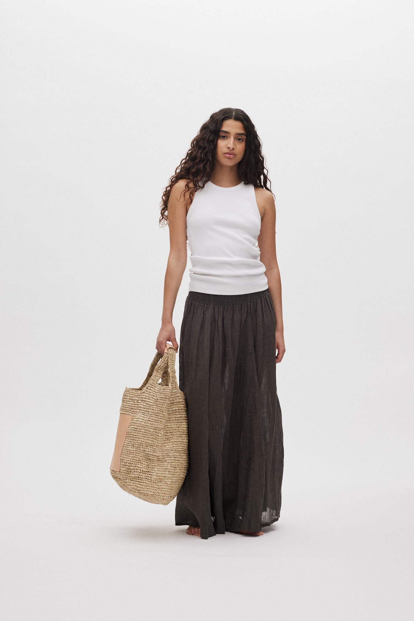 Jumana - Crinkled flared skirt I Faded black 8 - Rabens Saloner - DK