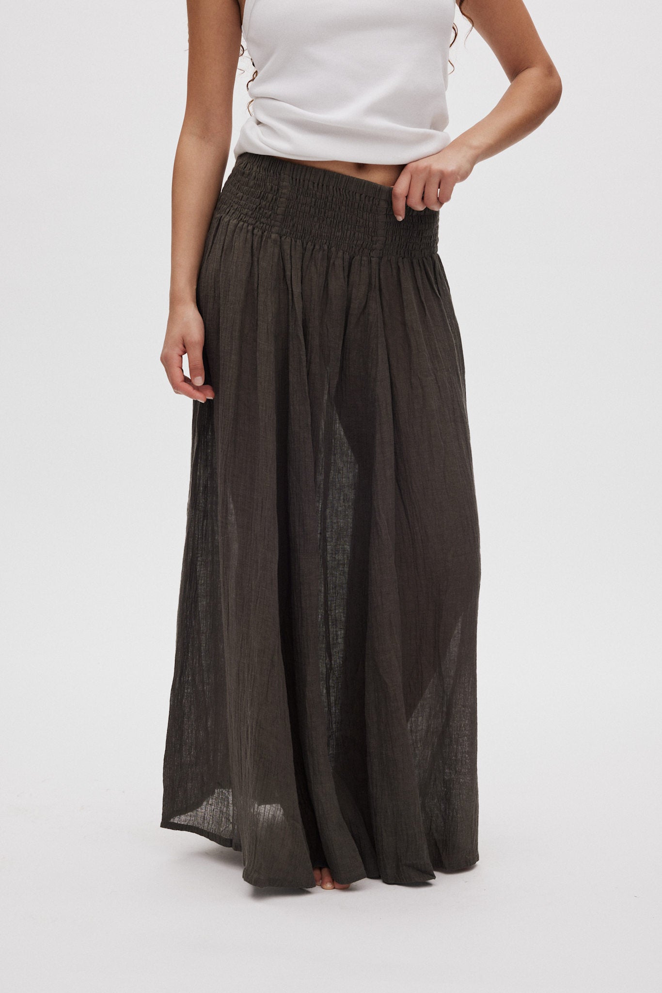 Jumana - Crinkled flared skirt I Faded black 9 - Rabens Saloner - DK