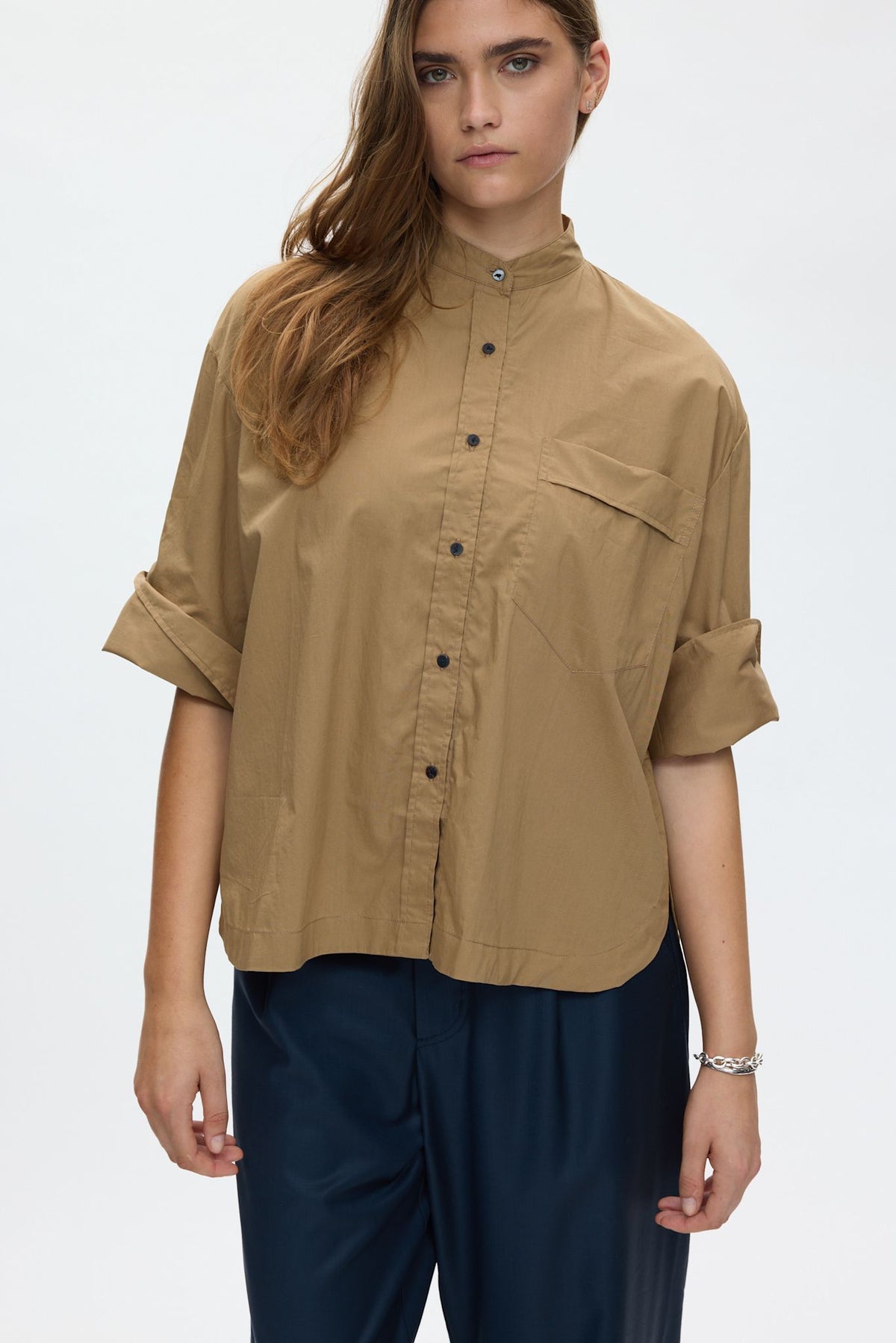 Seval - Poplin boxy shirt I Havanna brown 2 - Rabens Saloner - DK