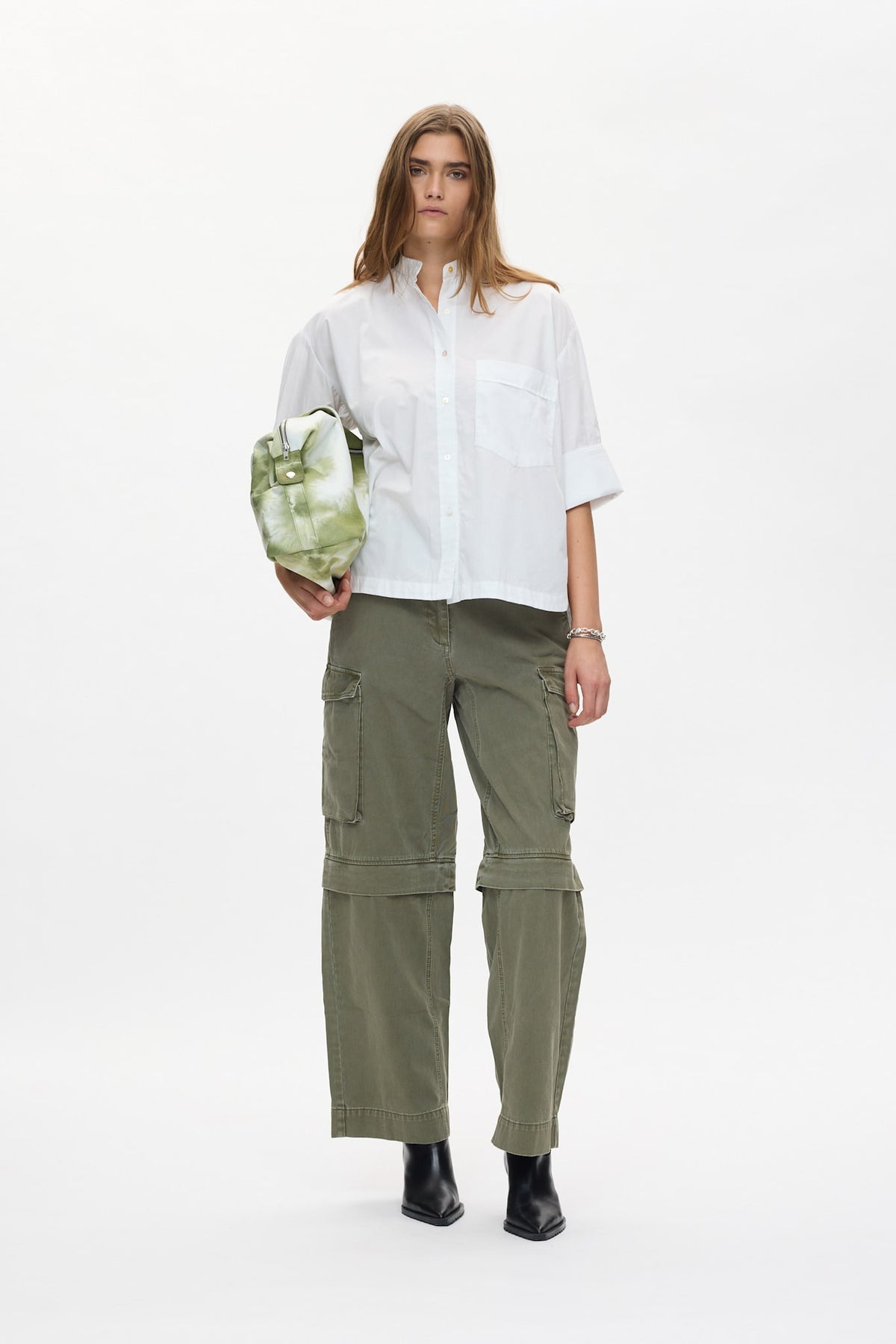 Frema - Canvas cargo pants I Washed sage 1 - Rabens Saloner - DK