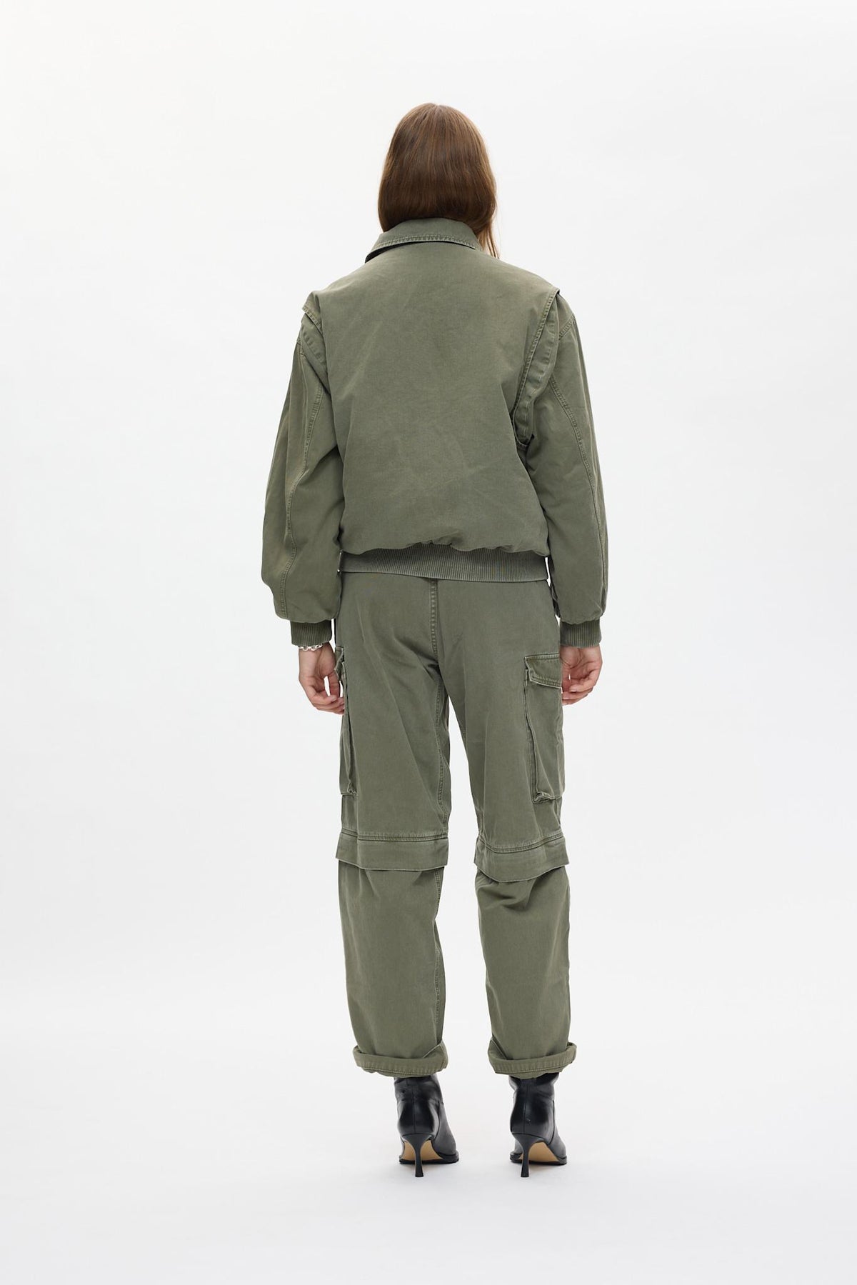 Ezmira - Canvas padded bomber I Washed sage 3 - Rabens Saloner - DK