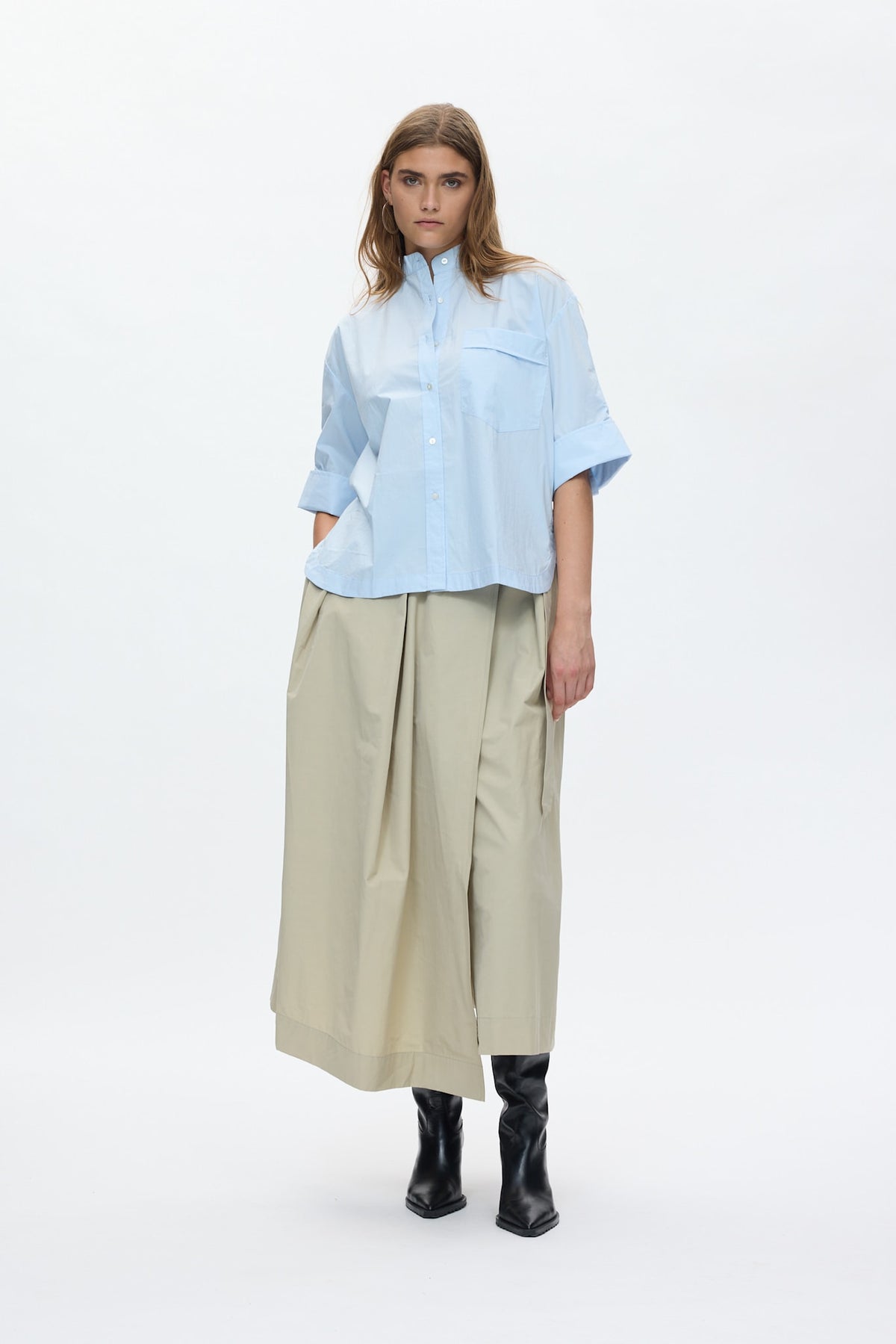 Seval - Poplin boxy shirt I Light blue 1 - Rabens Saloner - DK