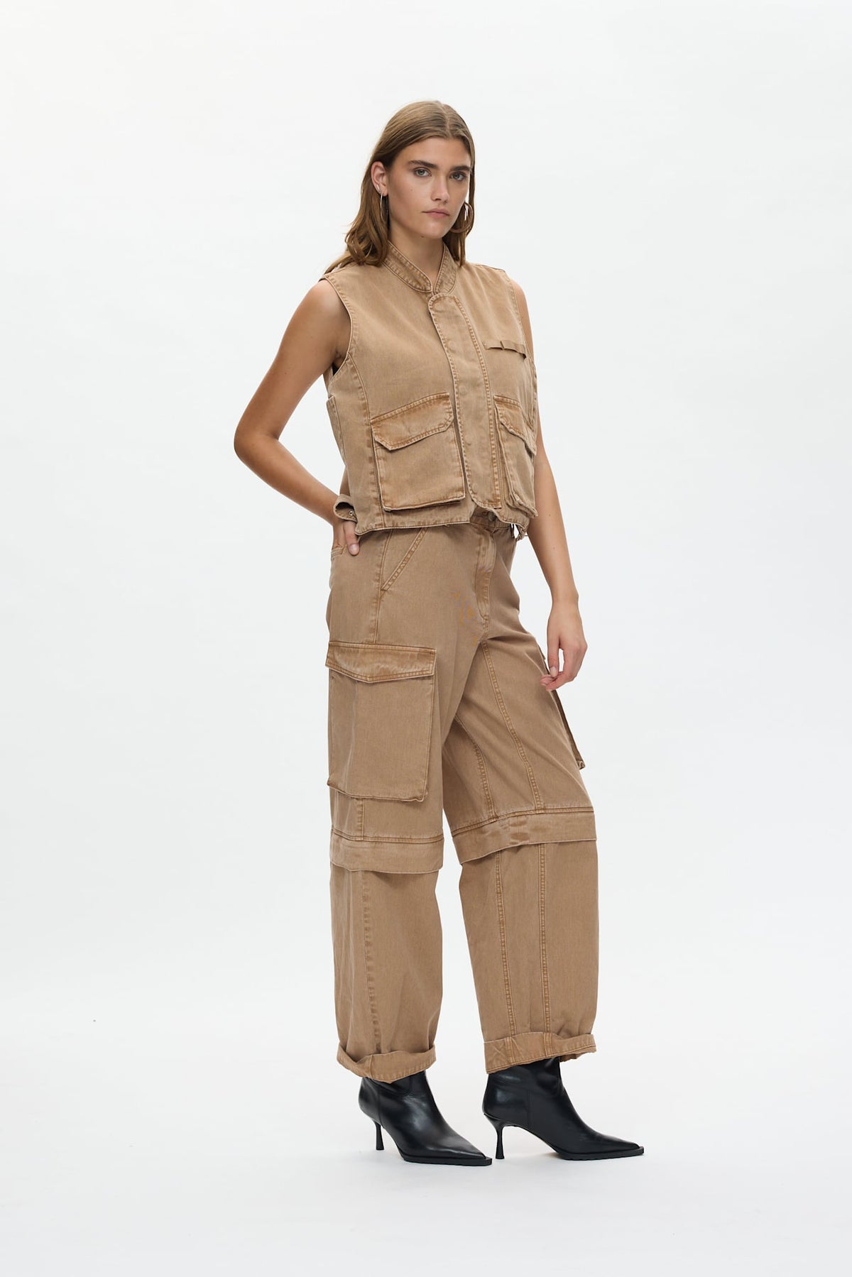 Beena - Canvas vest I Washed tobacco 4 - Rabens Saloner - DK
