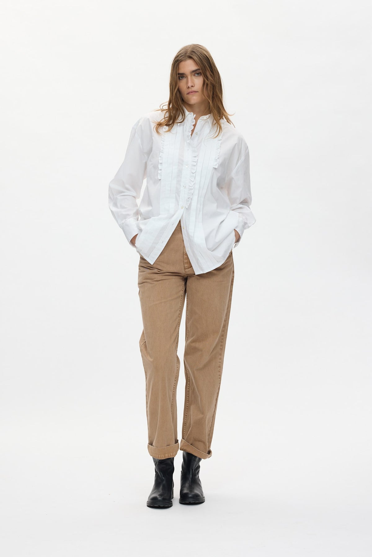 Sabina - Canvas pants I Washed tobacco 6 - Rabens Saloner - DK
