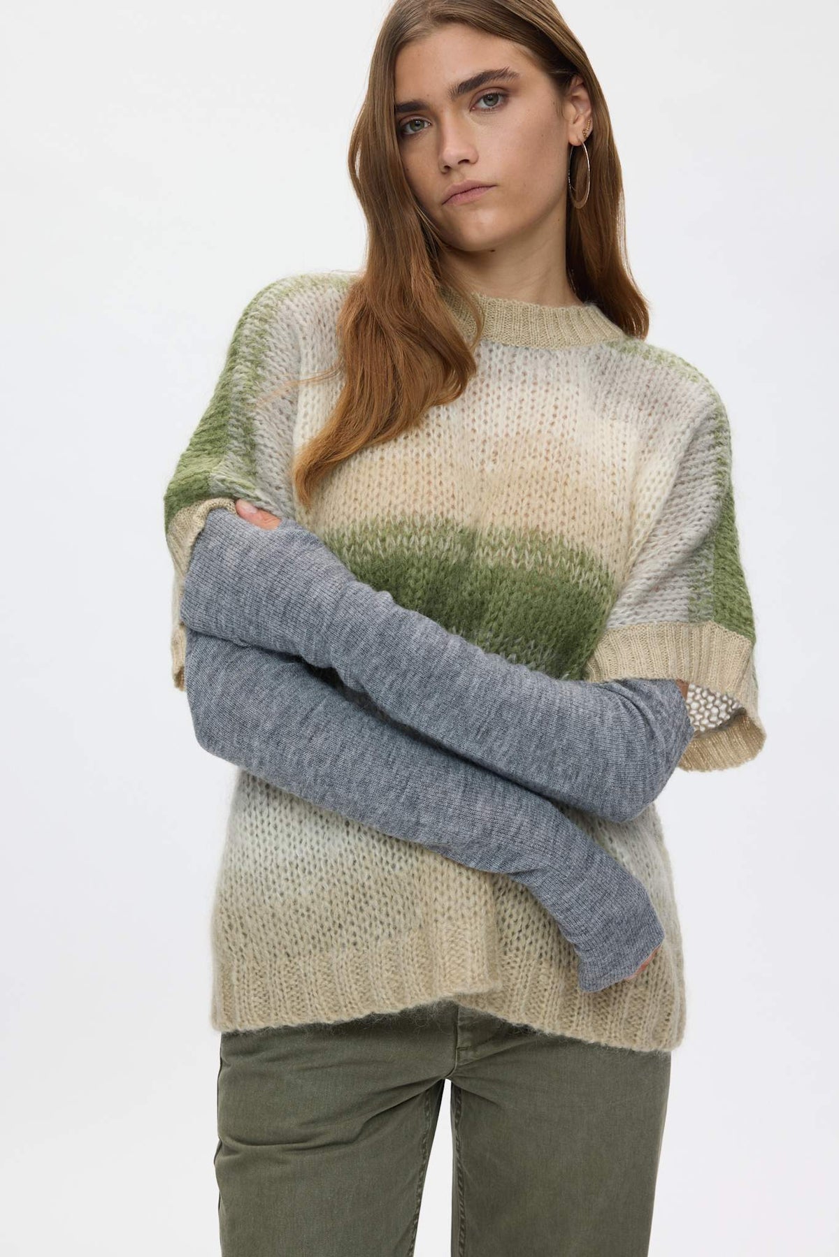 Maggi - Blurred yarn oversize t-shirt I Light camel combo 1 - Rabens Saloner - DK