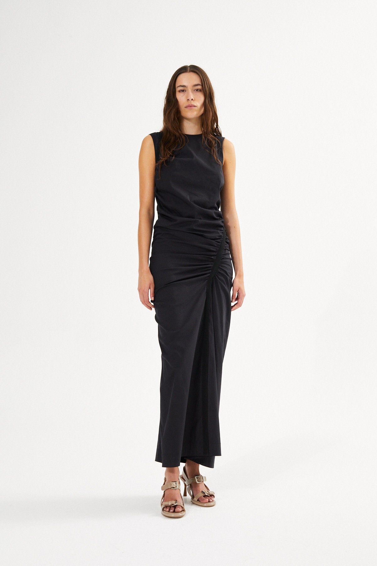 PreLoved Bibber - Papery fitted long dress I Black - XS 3 - Rabens Saloner - DK