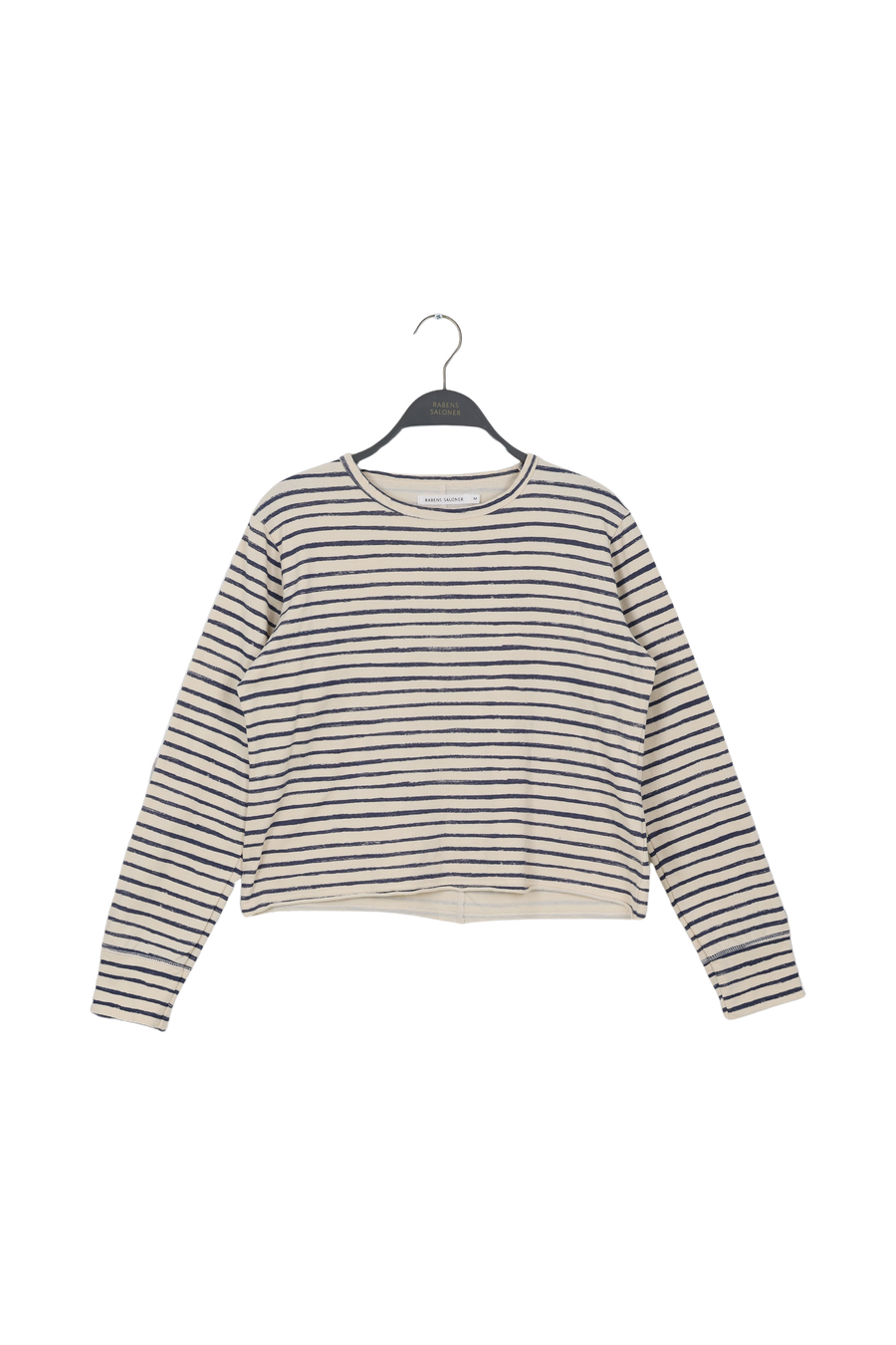 PreLoved Hila - Light stretch crew neck top I Oyster navy stripe - M