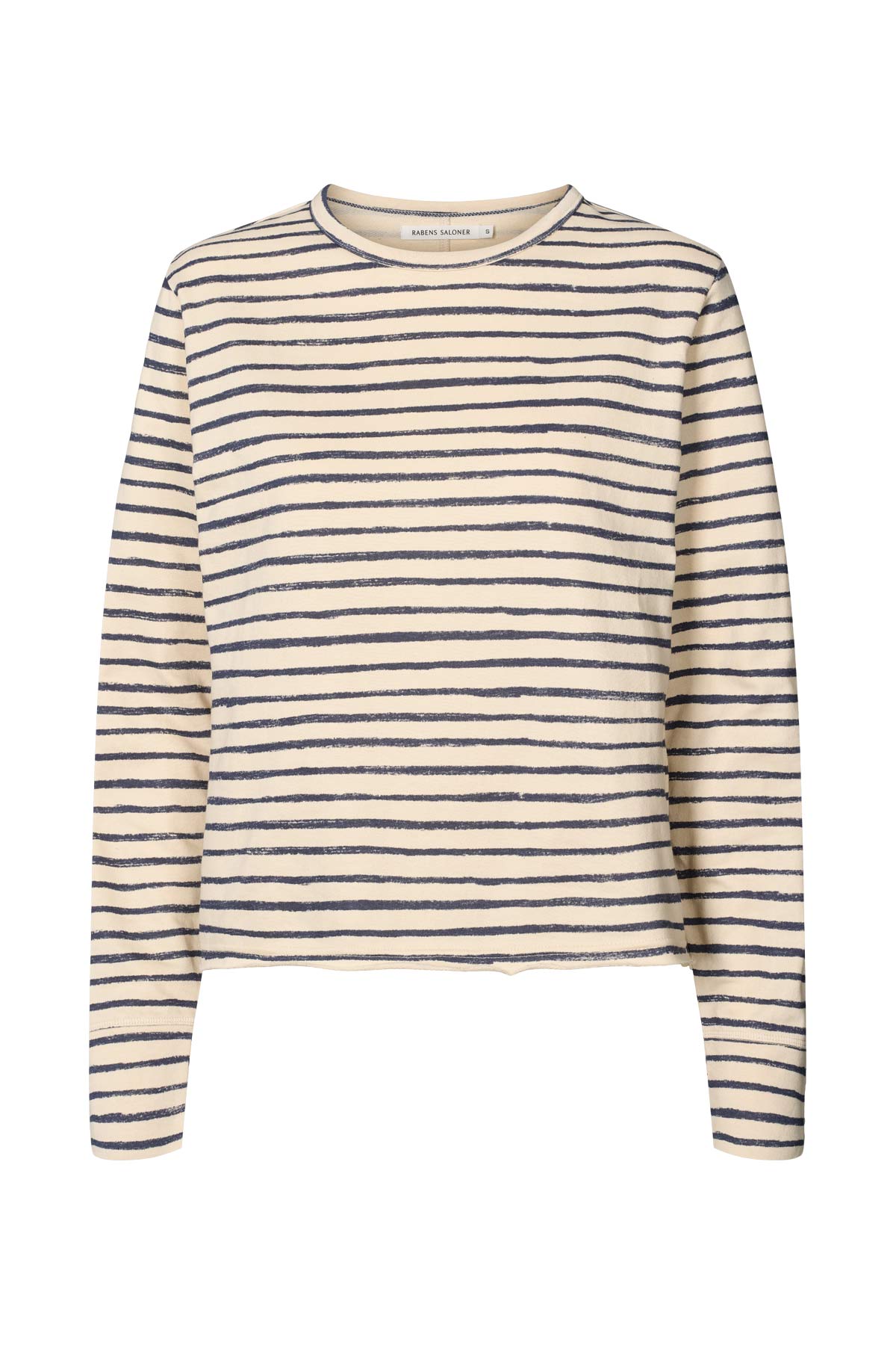 Hila - Light stretch crew neck top I Oyster navy stripe Oyster navy stripe XS 3 - Rabens Saloner - DK