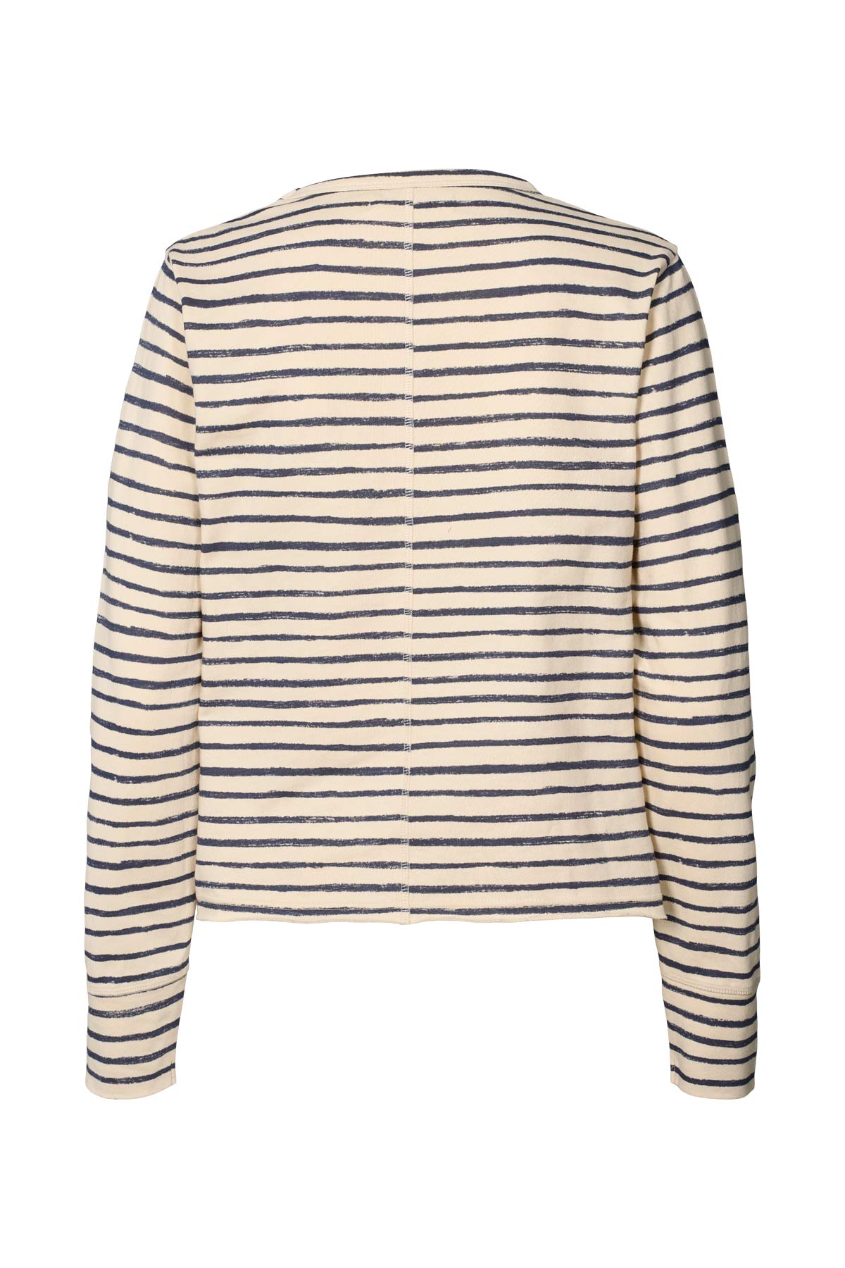 Hila - Light stretch crew neck top I Oyster navy stripe 4 - Rabens Saloner - DK