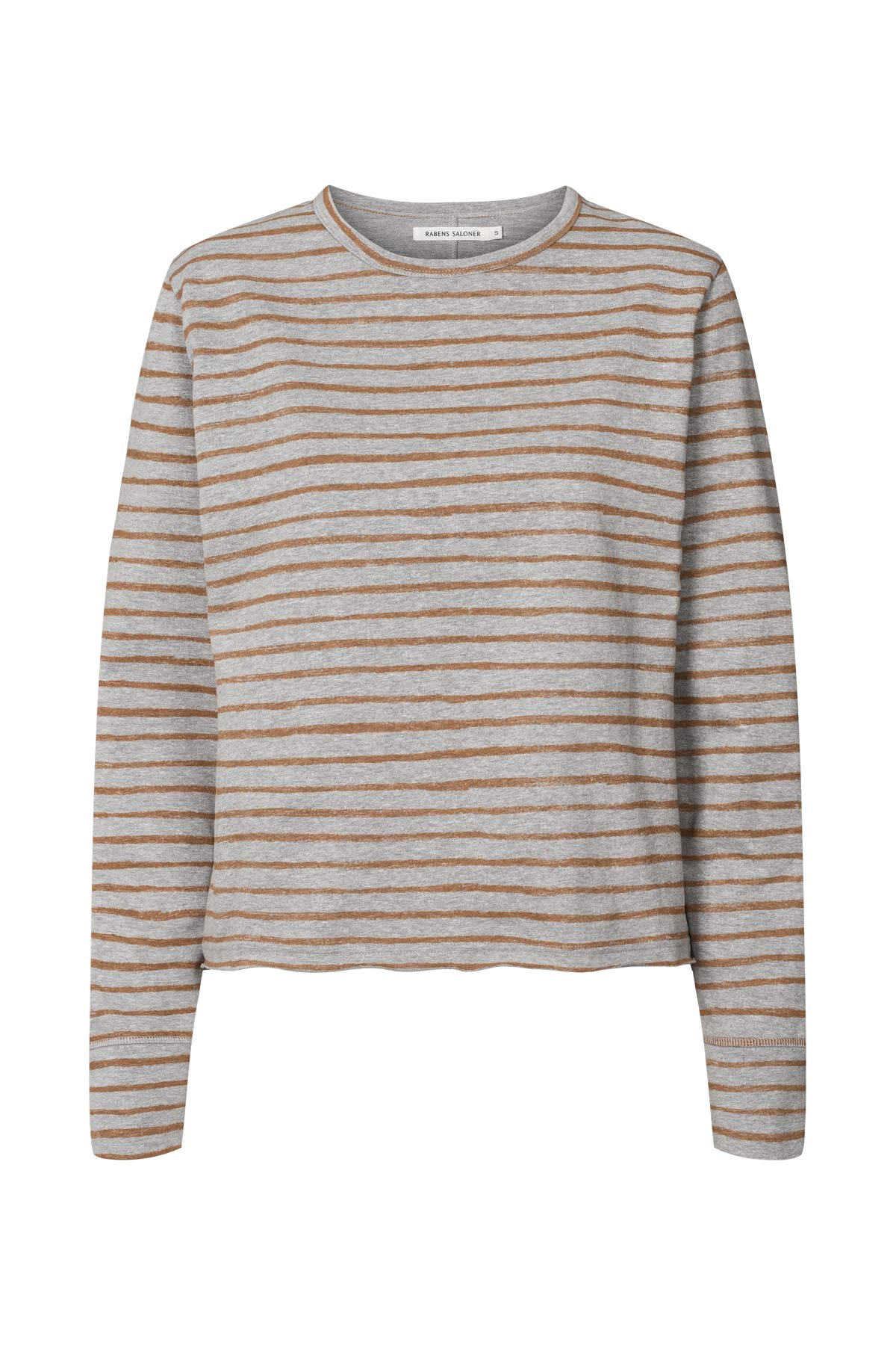Hila - Light stretch crew neck top I Grey honey stripe Grey honey stripe XS 3 - Rabens Saloner - DK