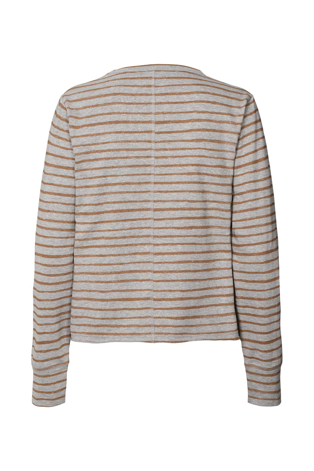 Hila - Light stretch crew neck top I Grey honey stripe 4 - Rabens Saloner - DK