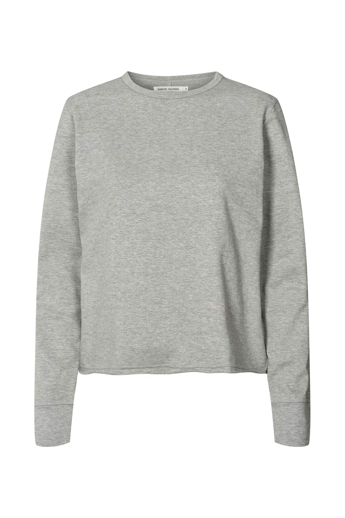 Hila - Light stretch crew neck top I Grey melange 4 - Rabens Saloner - DK