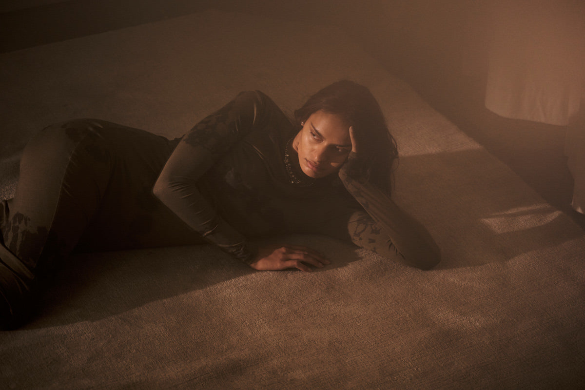 Lykka - Cosmic long jersey dress I Timber combo 4 - Rabens Saloner - DK