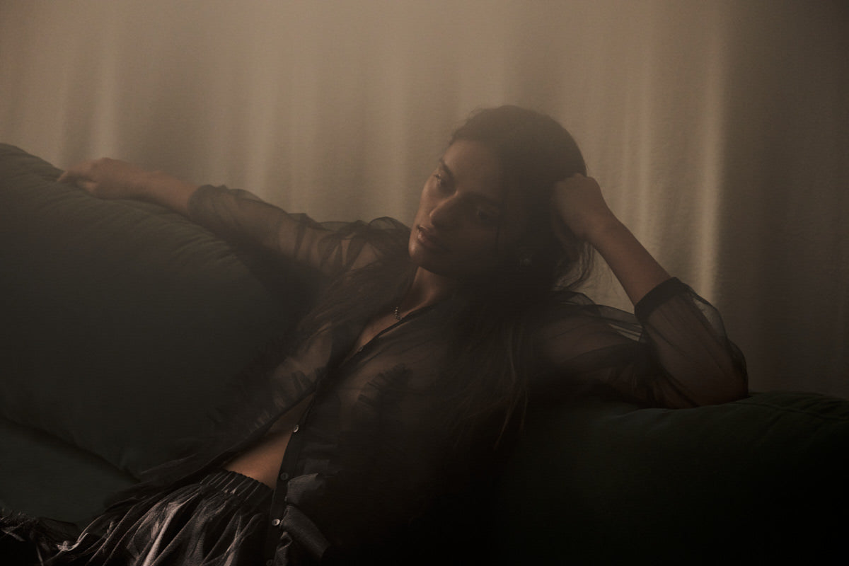 Gida - Frilly tulle shirt I Black 9 - Rabens Saloner - DK