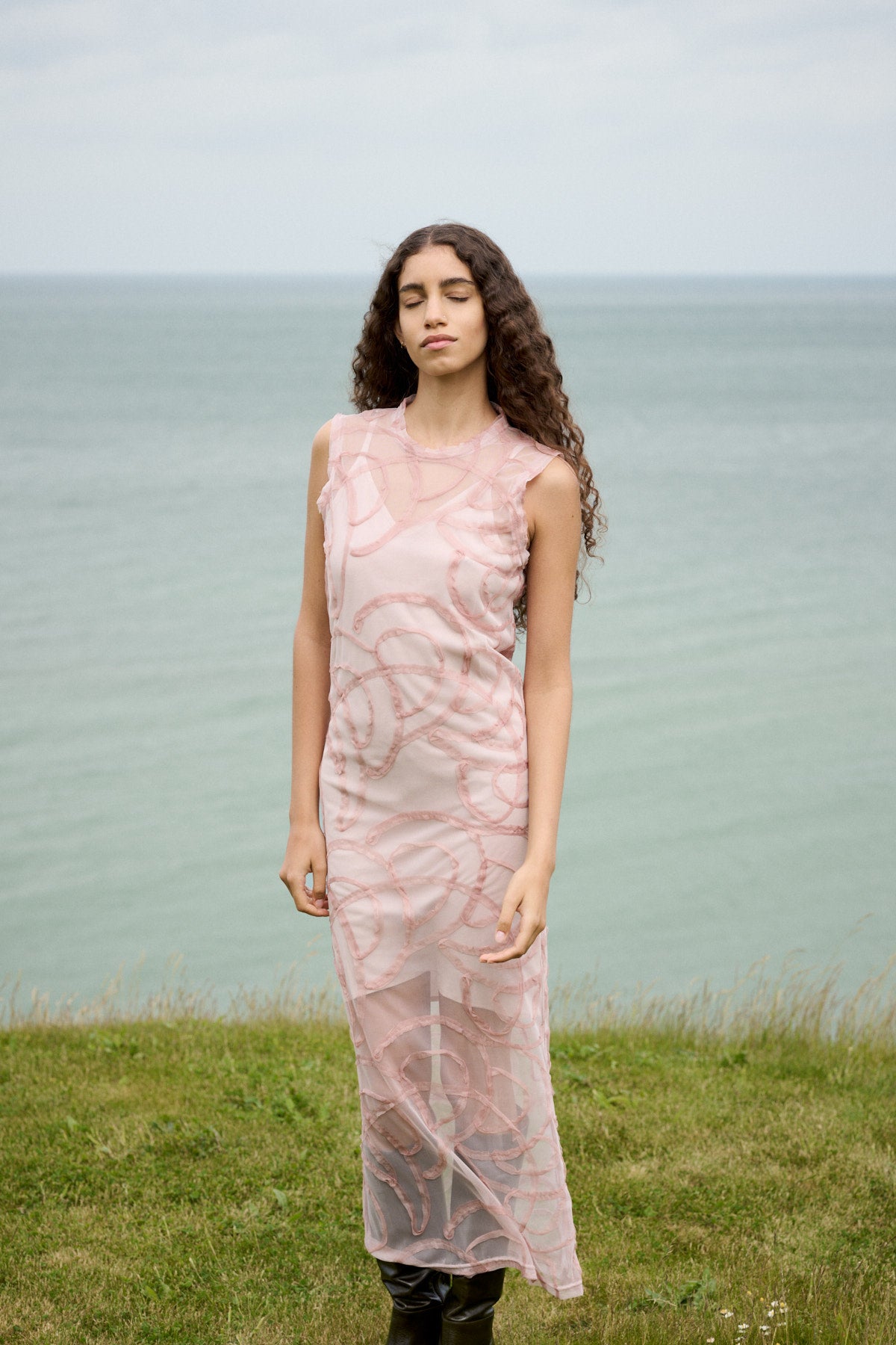 Vita - Scribble long dress I Blush 11 - Rabens Saloner - DK