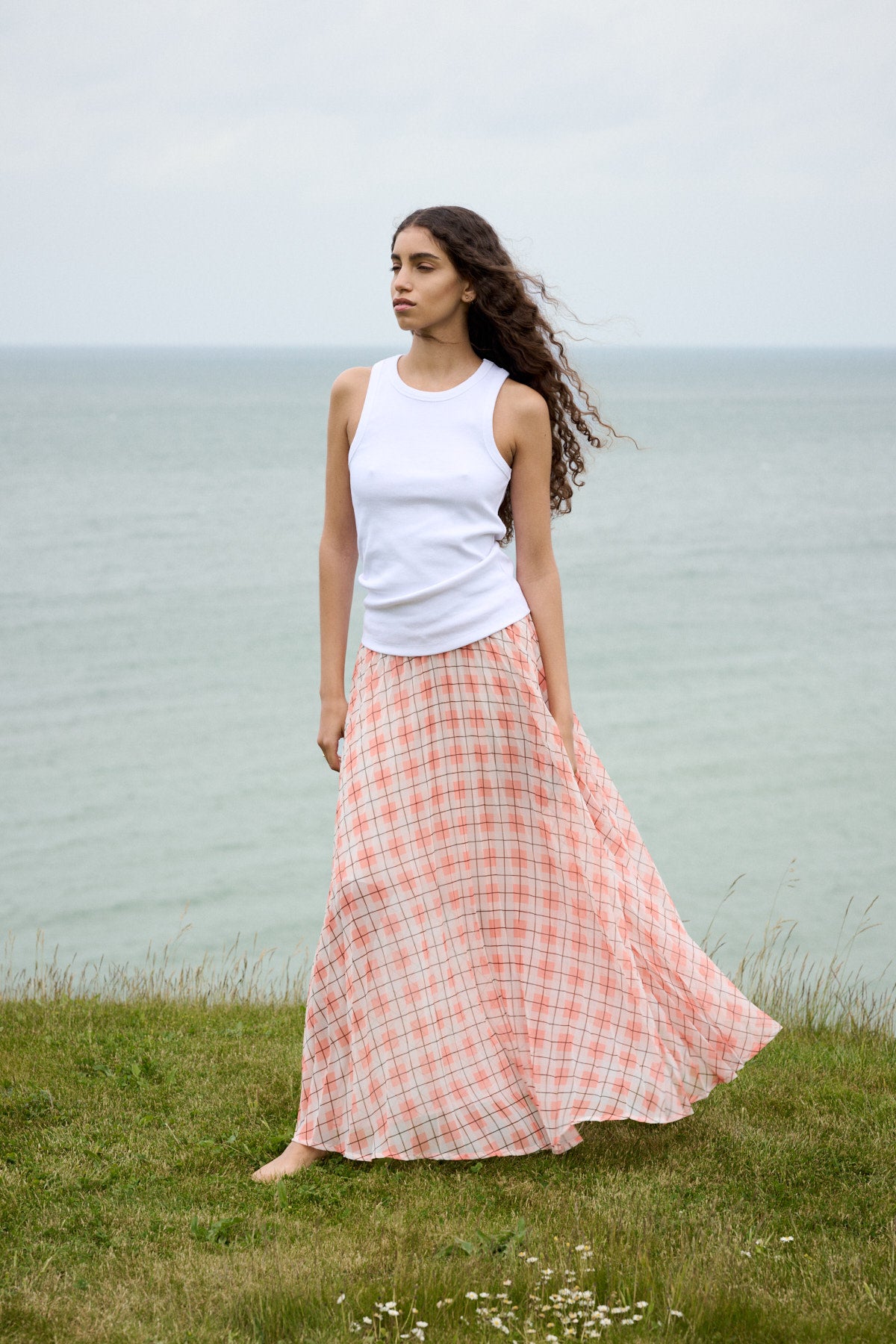 Saki - Transparent check skirt I Mandarin pleat 5 - Rabens Saloner - DK