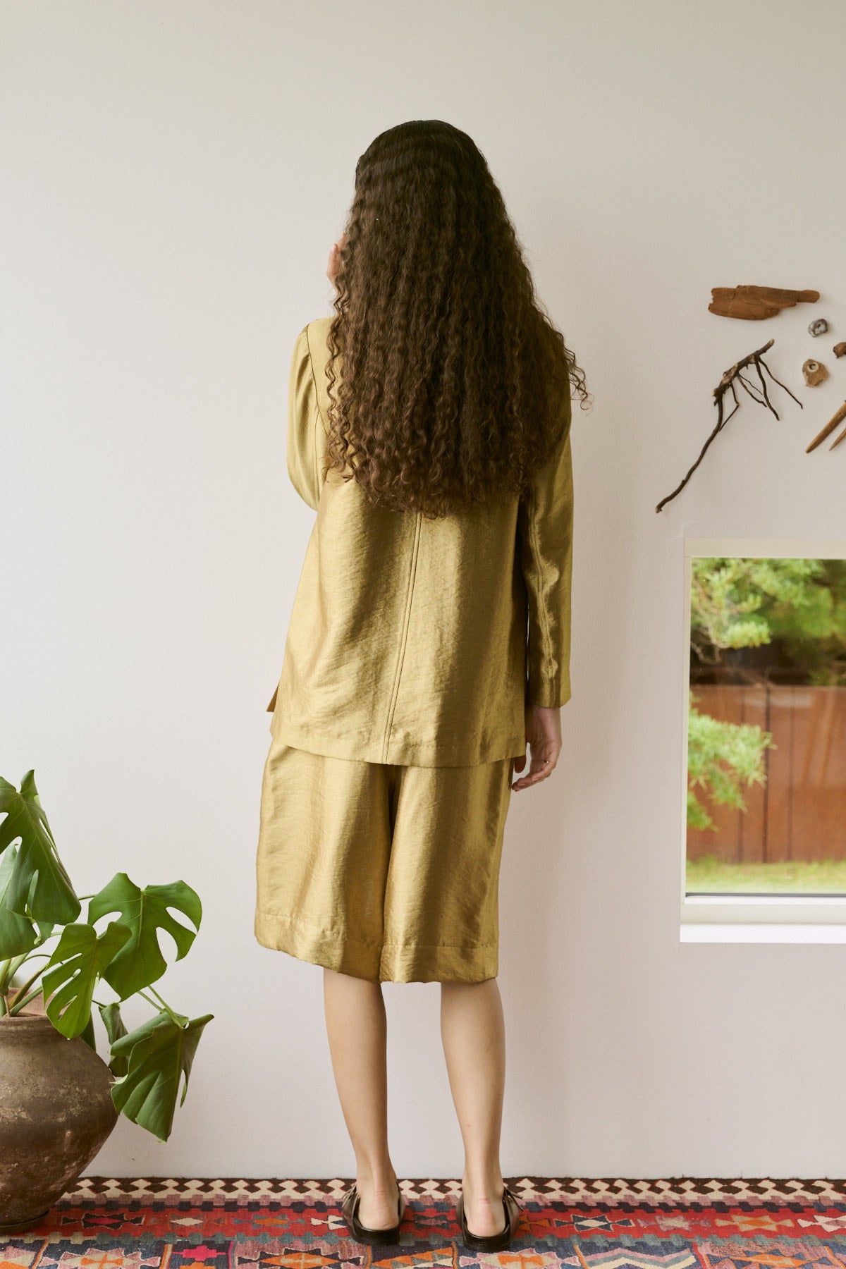 Feliza - Woven gold shorts I Gold 11 - Rabens Saloner - DK