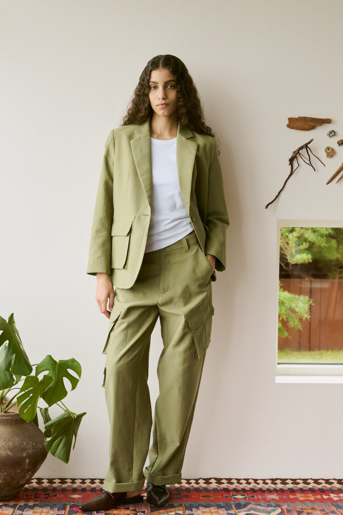 Sabila - Soft tailoring cargo jacket I Pale Khaki 6 - Rabens Saloner - DK