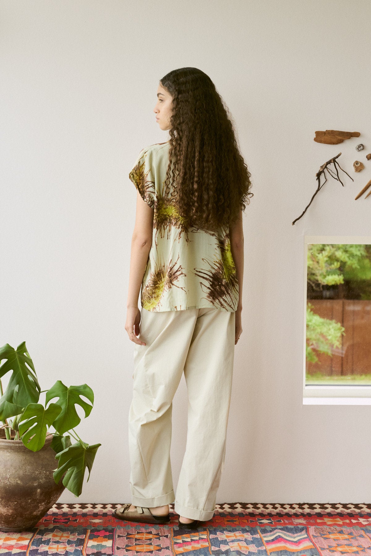 Heva - Sea urchin button blouse I Chartreuse combo 9 - Rabens Saloner - DK