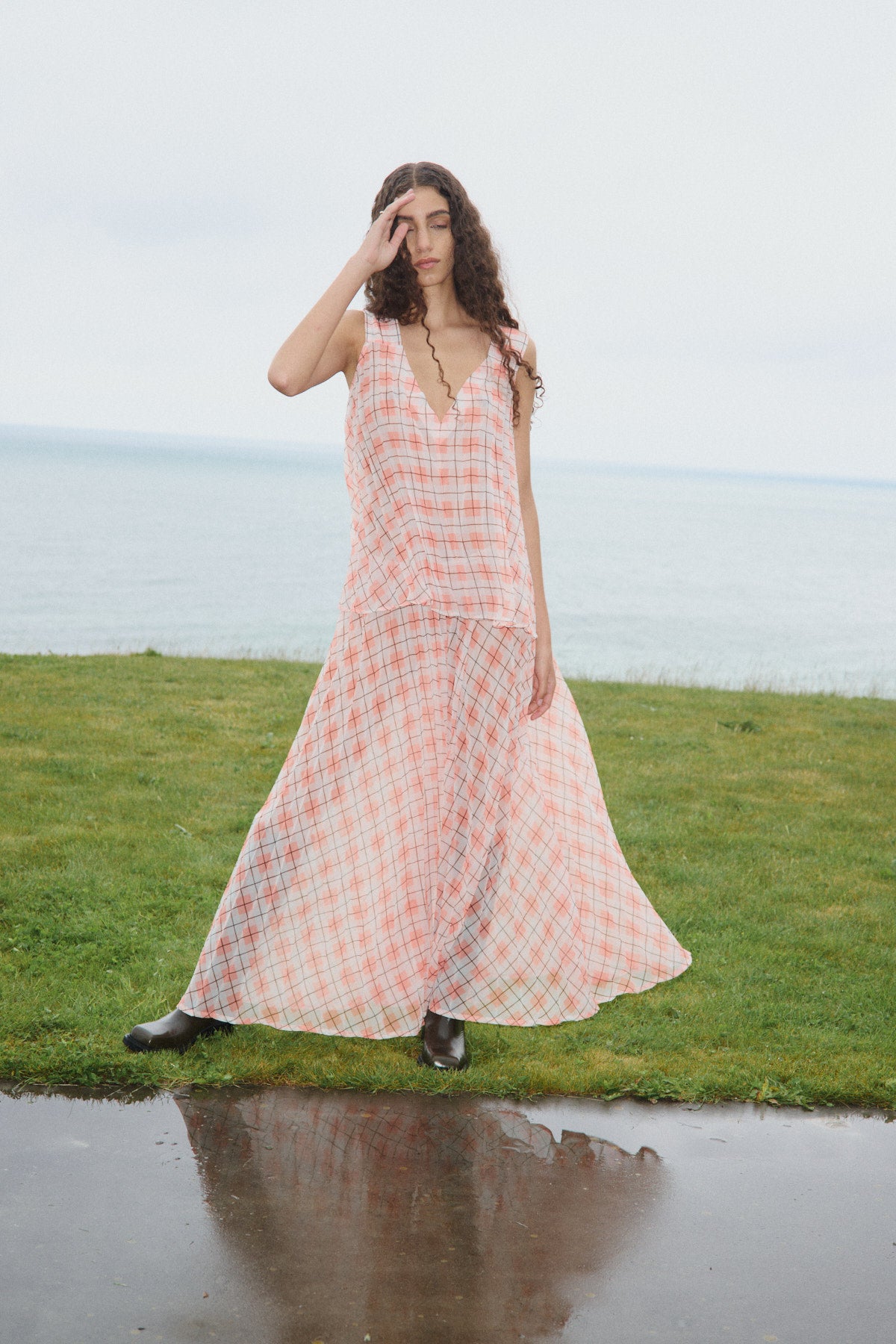 Saki - Transparent check skirt I Mandarin pleat 11 - Rabens Saloner - DK