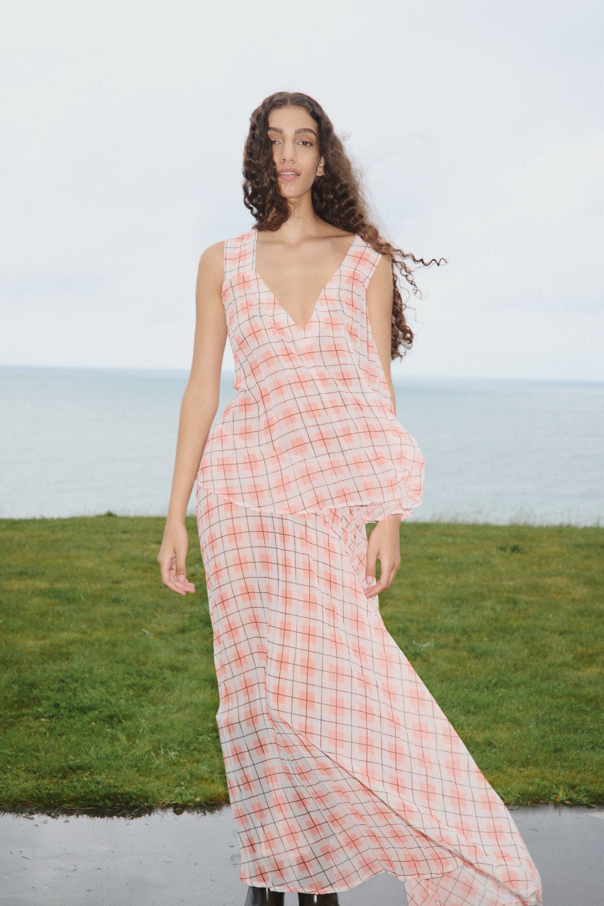 Saki - Transparent check skirt I Mandarin pleat 12 - Rabens Saloner - DK