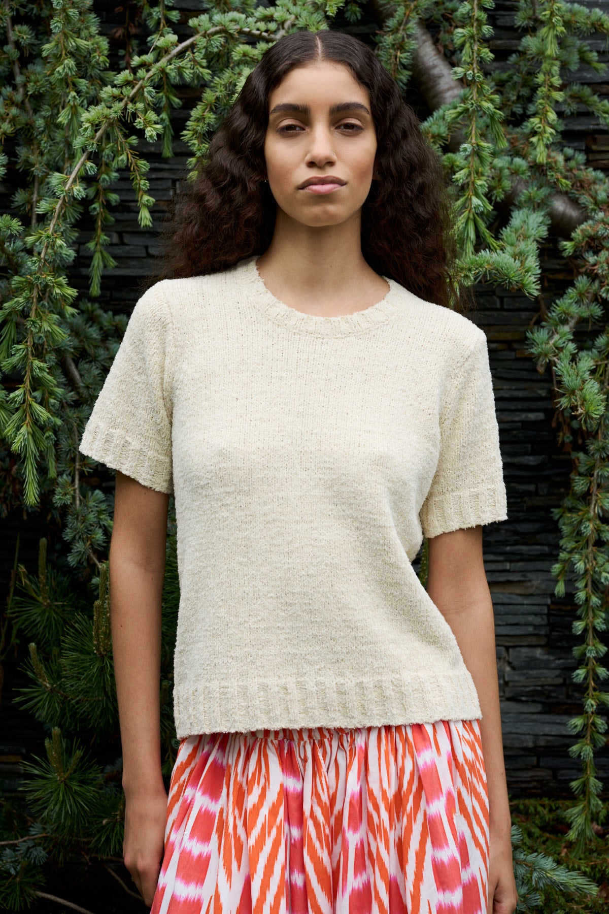 Elka - Towelling knit t-shirt I Sand 7 - Rabens Saloner - DK