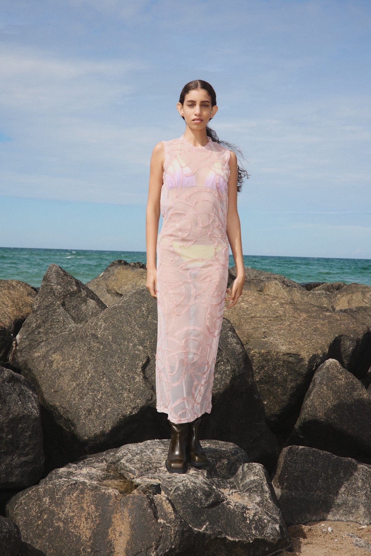 Vita - Scribble long dress I Blush 14 - Rabens Saloner - DK