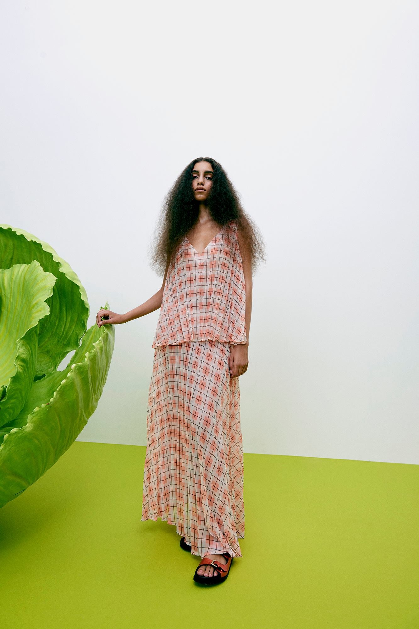 Sage - Transparent check top I Mandarin pleat 8 - Rabens Saloner - DK