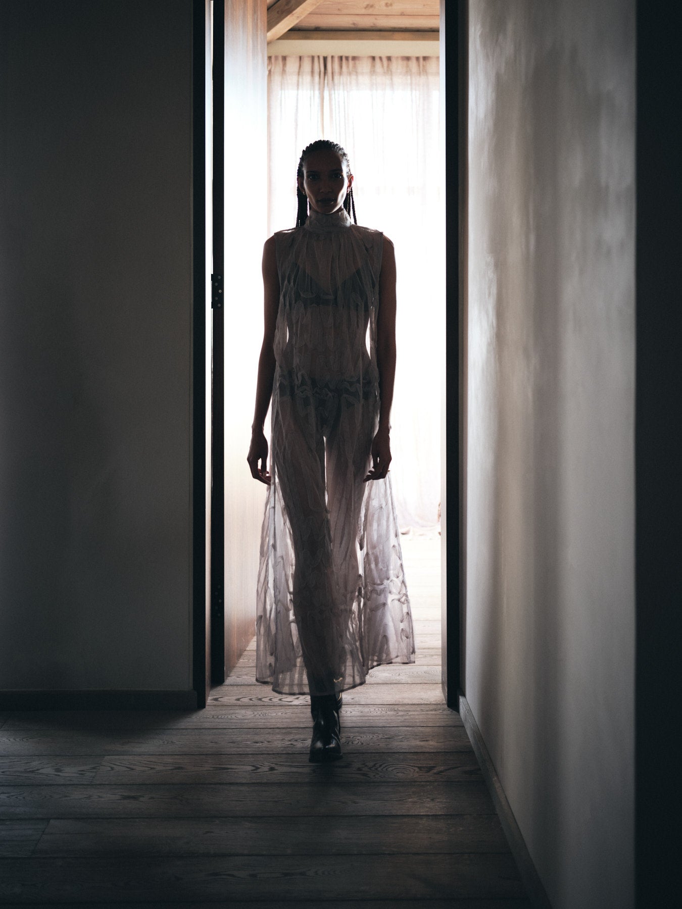 Allison - Splash netting long dress I Silver grey 10 - Rabens Saloner - DK