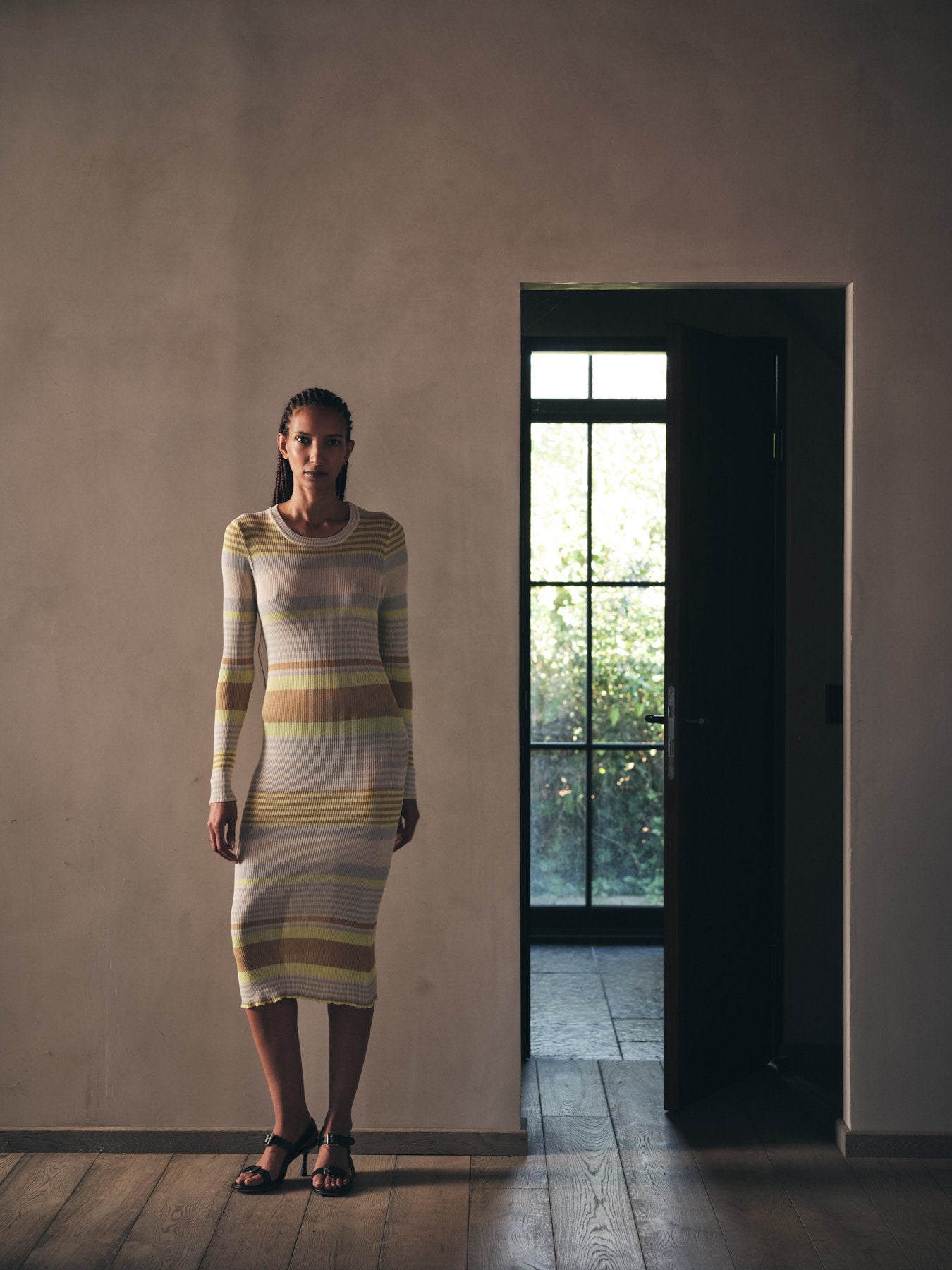 Inua - Ribbed stripes knit dress I Soft lime stripe 8 - Rabens Saloner - DK