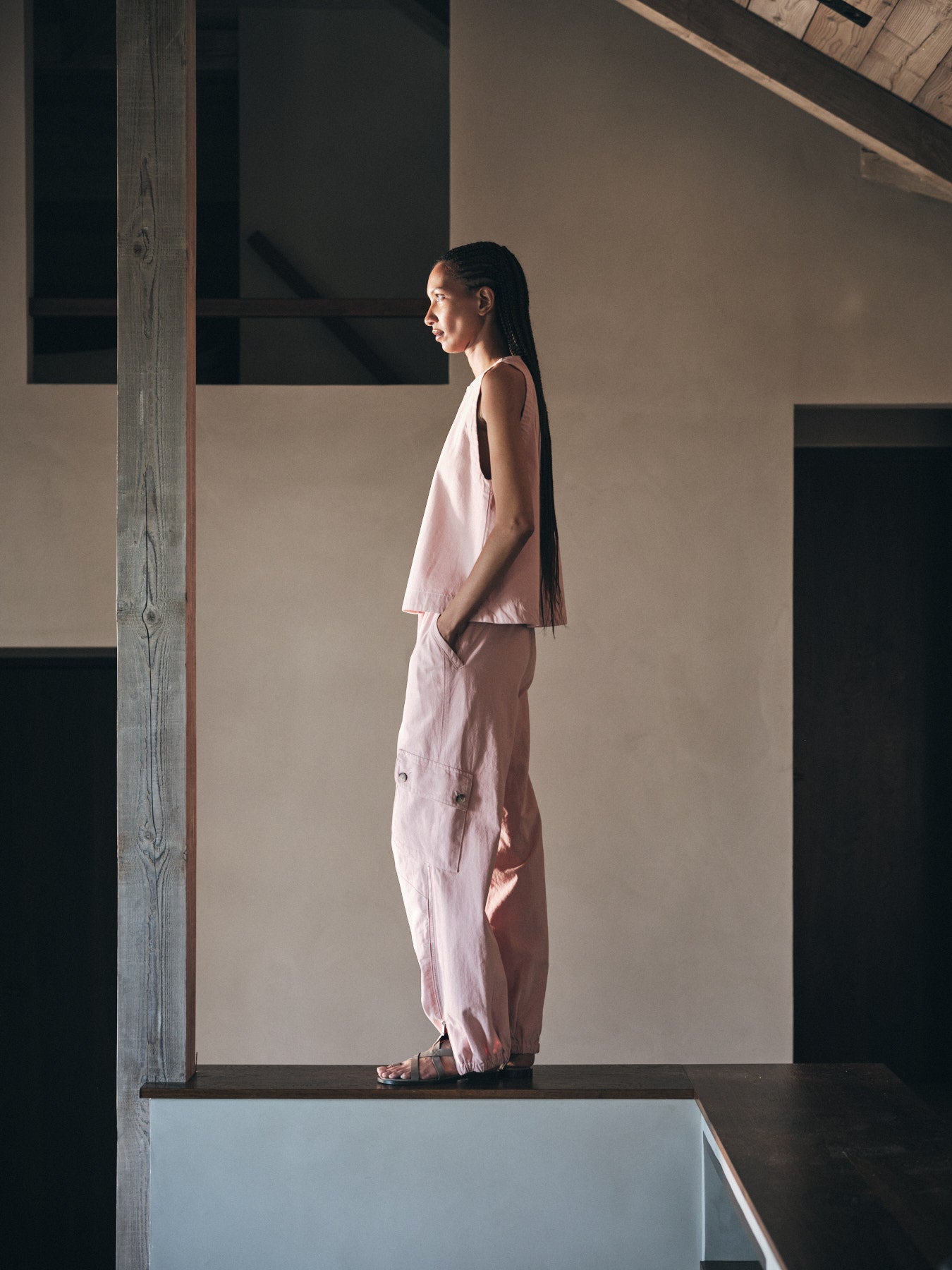 Kaley - Texture canvas halter top I Soft rose 8 - Rabens Saloner - DK