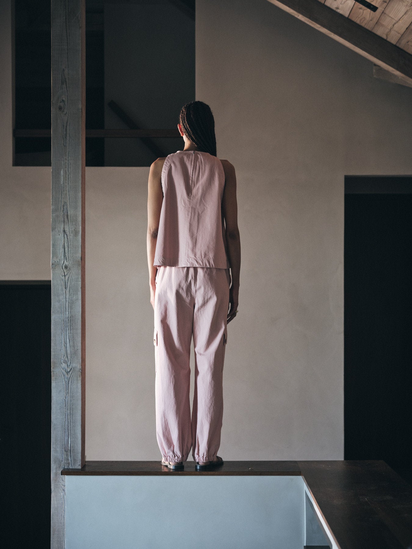 Kaley - Texture canvas halter top I Soft rose 9 - Rabens Saloner - DK