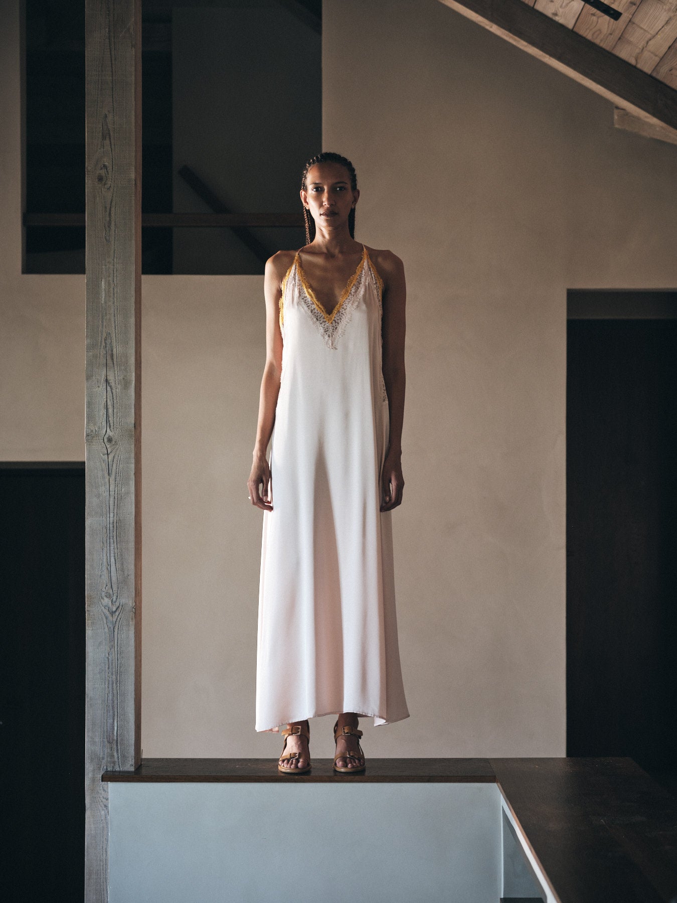 Chefira - Contrast lace camisole dress I Light rose 7 - Rabens Saloner - DK