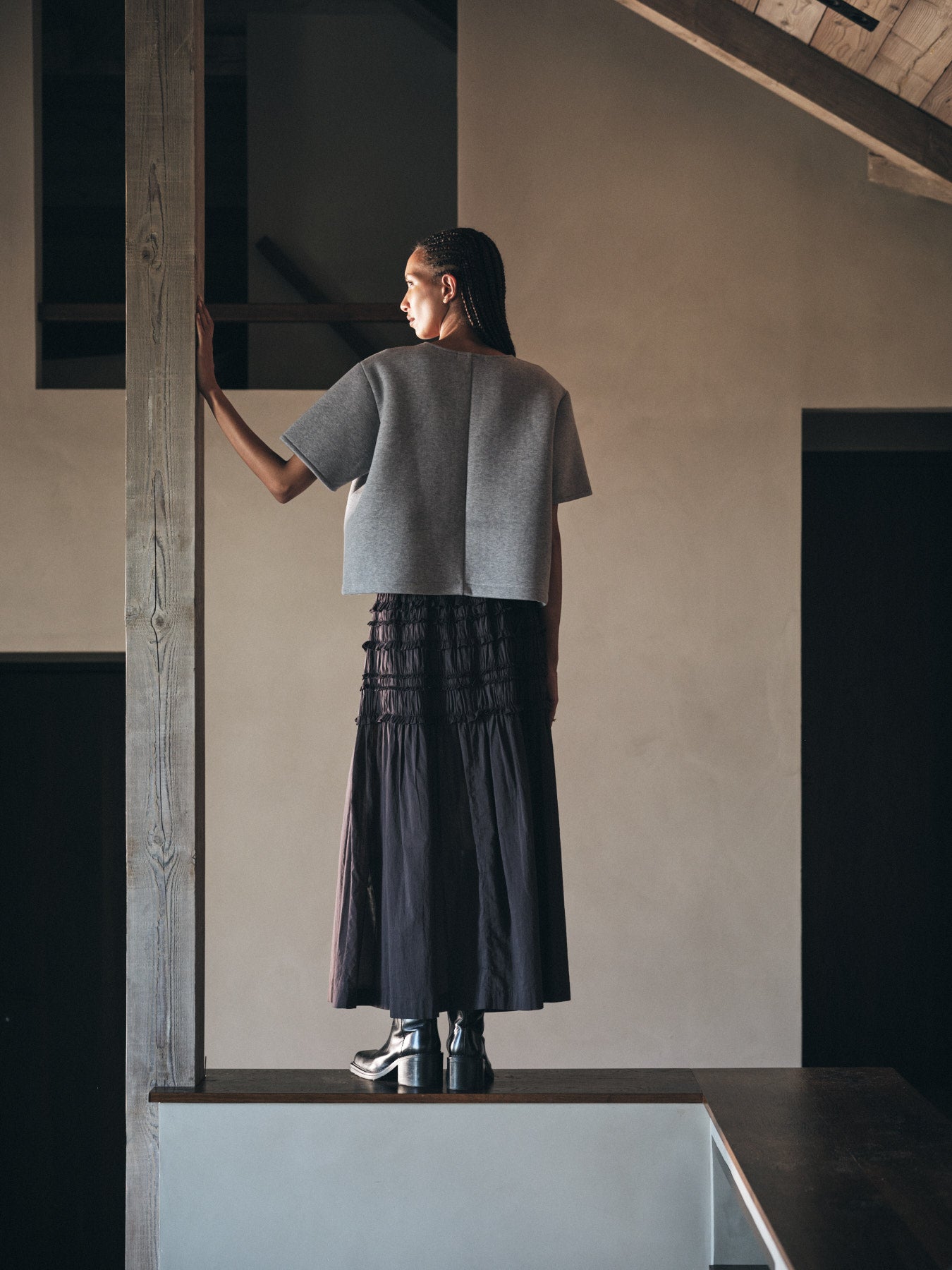Anjo - Varsity boxy top I Grey melange 5 - Rabens Saloner - DK