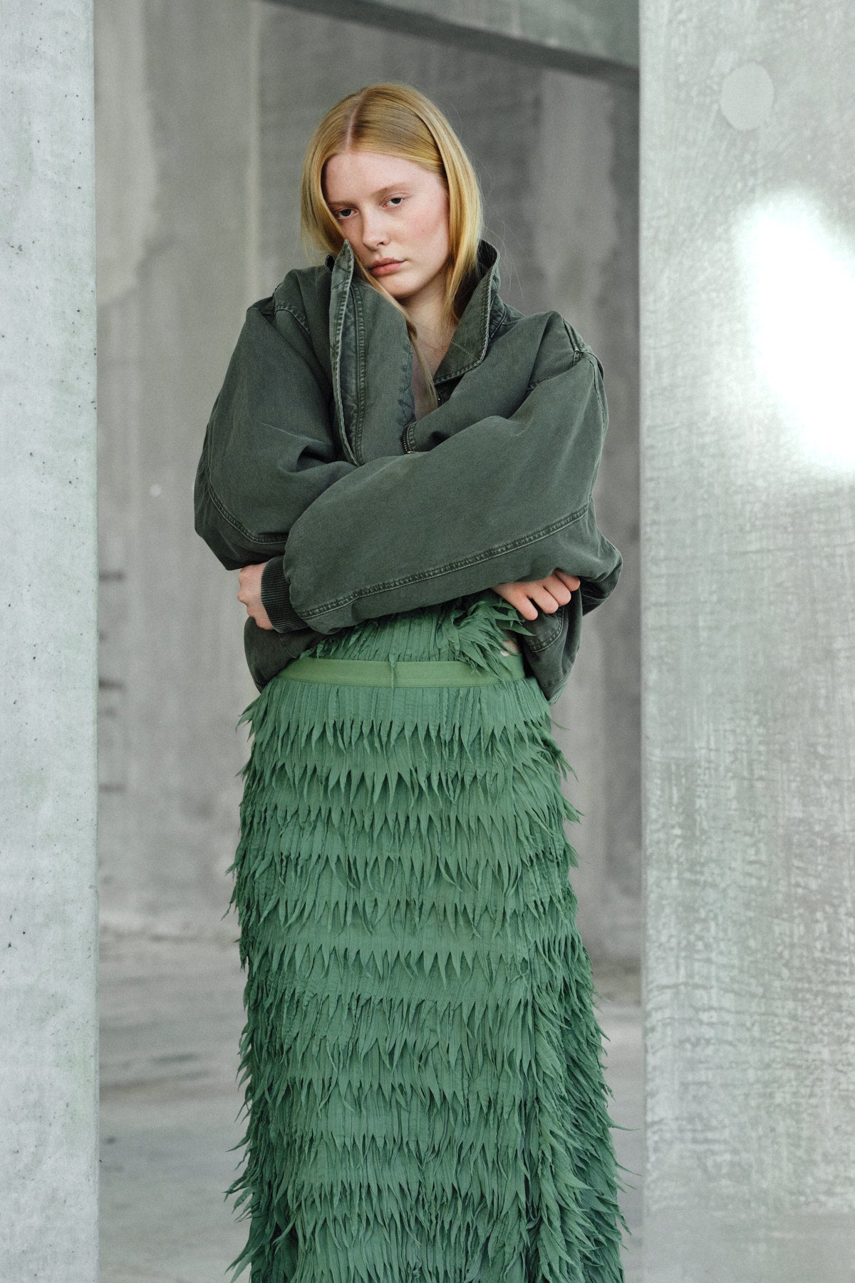Ezmira - Canvas padded bomber I Washed sage 10 - Rabens Saloner - DK