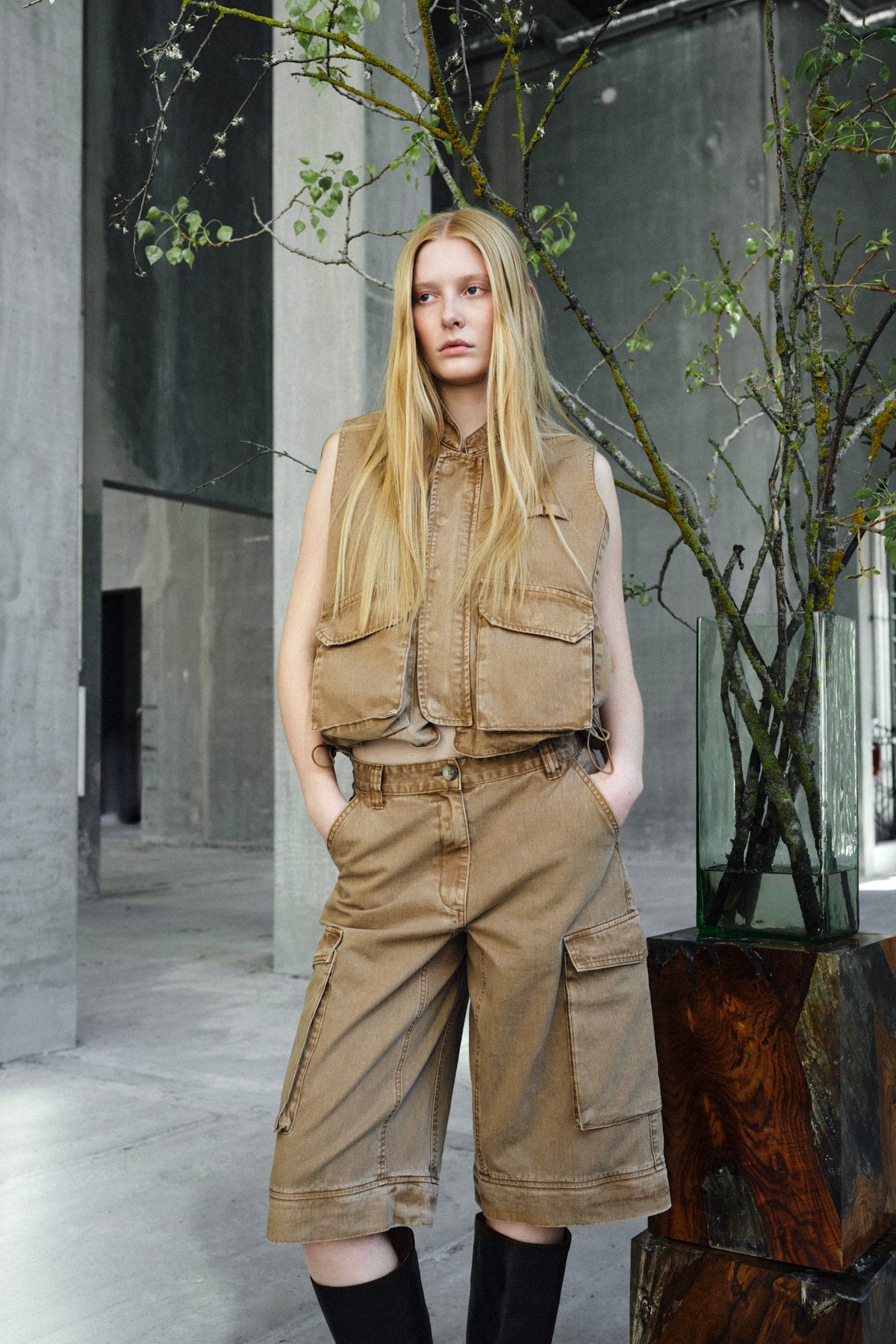 Frema - Canvas cargo pants I Washed tobacco 7 - Rabens Saloner - DK