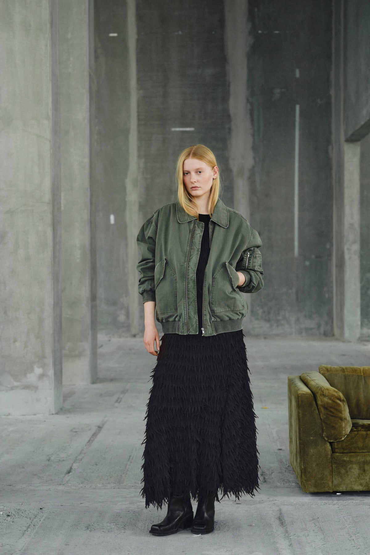 Ezmira - Canvas padded bomber I Washed sage 6 - Rabens Saloner - DK