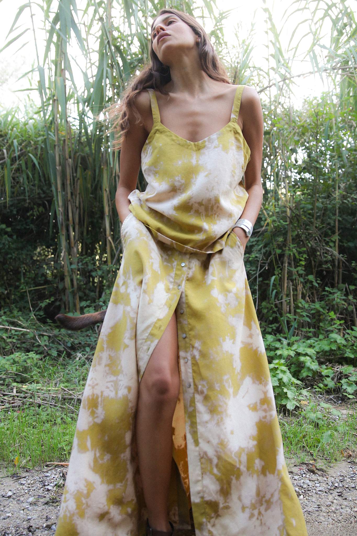 Natja - Misty button skirt I Golden mustard combo 4 - Rabens Saloner - DK